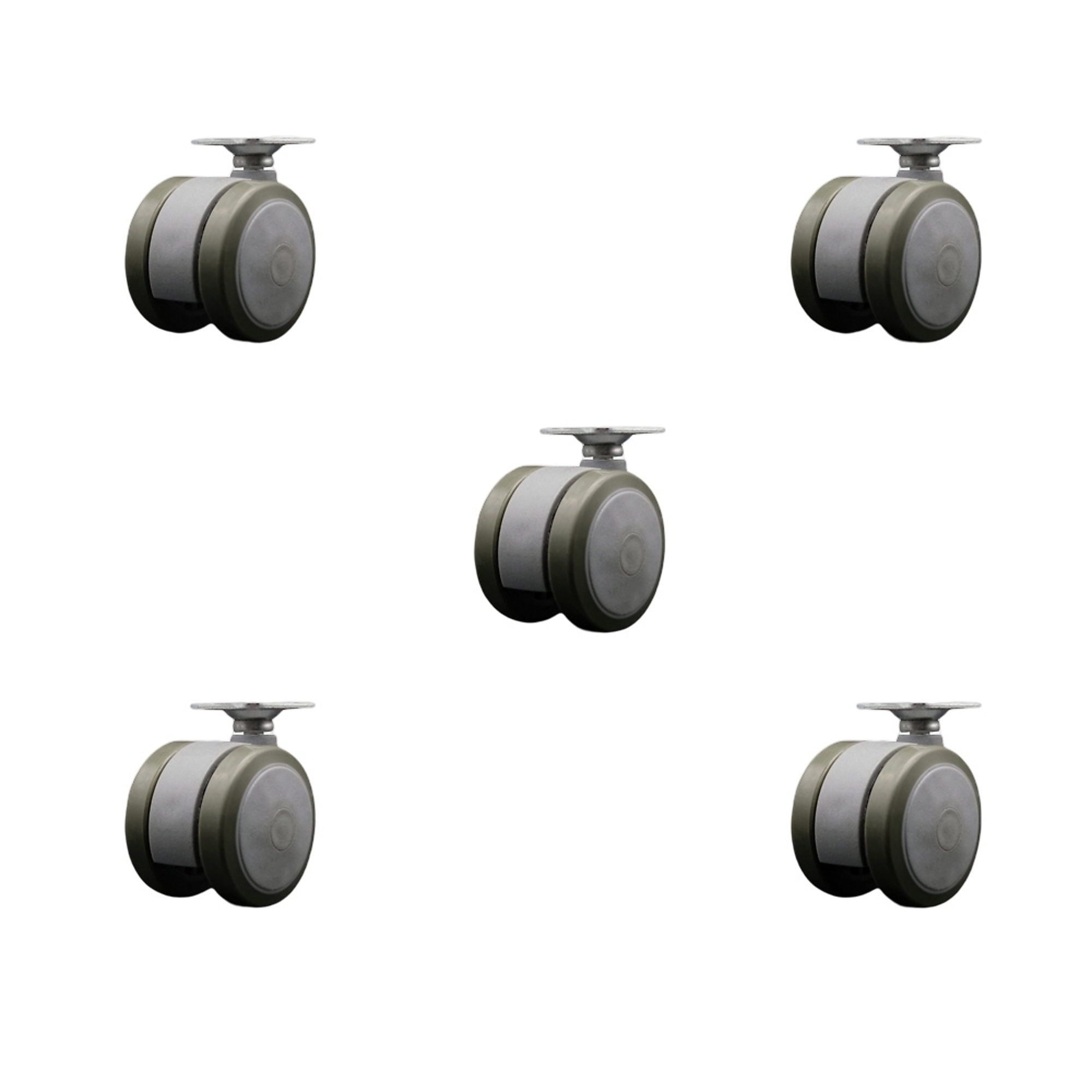 Service Caster, 2Inch Plate Casters, Wheel Diameter 2 in, Caster Type Swivel, Package (qty.) 5, Model SCC-TP02S50-TPR-GRY-5