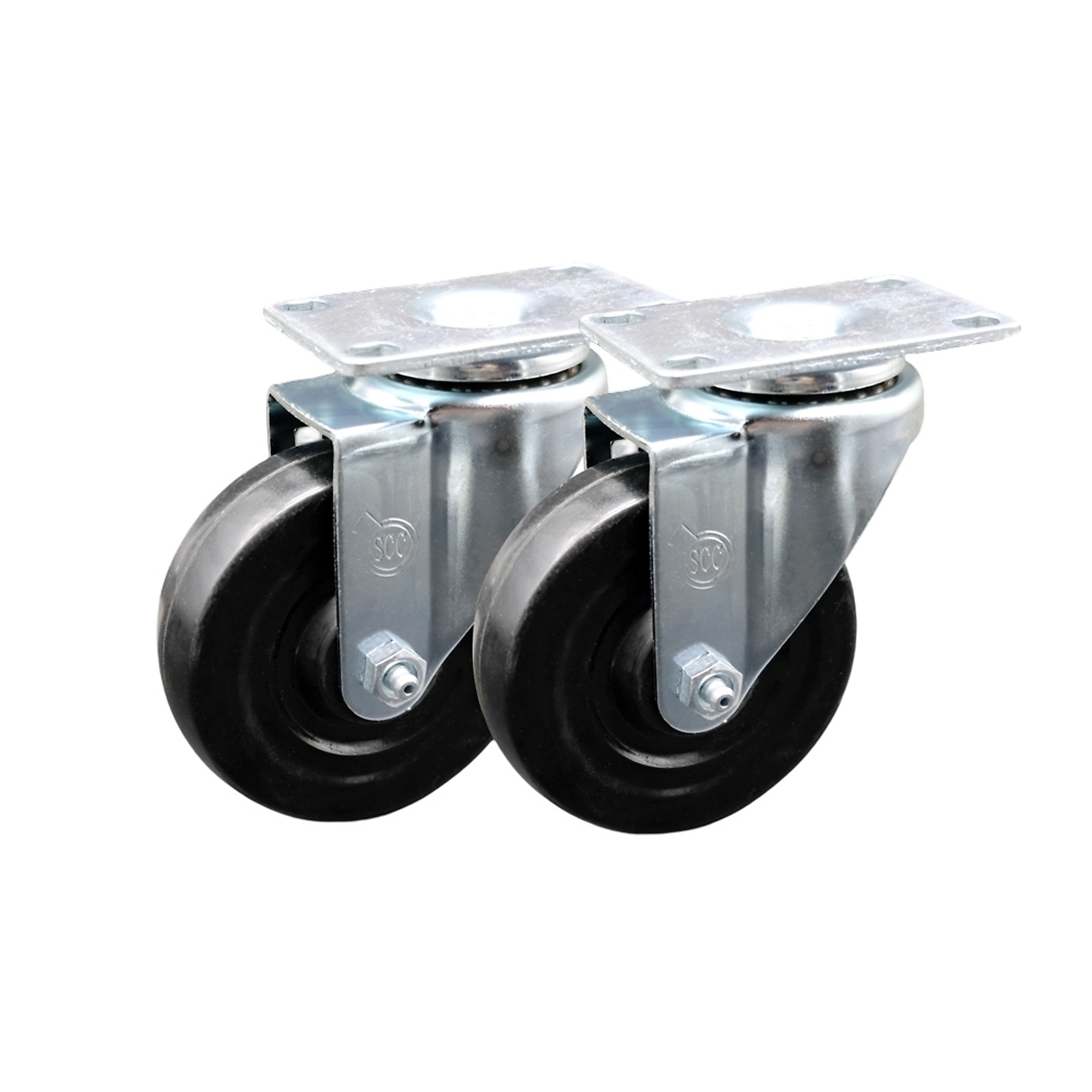 Service Caster, 4Inch x 1 1/4Inch Plate Casters, Wheel Diameter 4 in, Caster Type Swivel, Package (qty.) 2, Model RUB-SCC-20S414-HRS-2