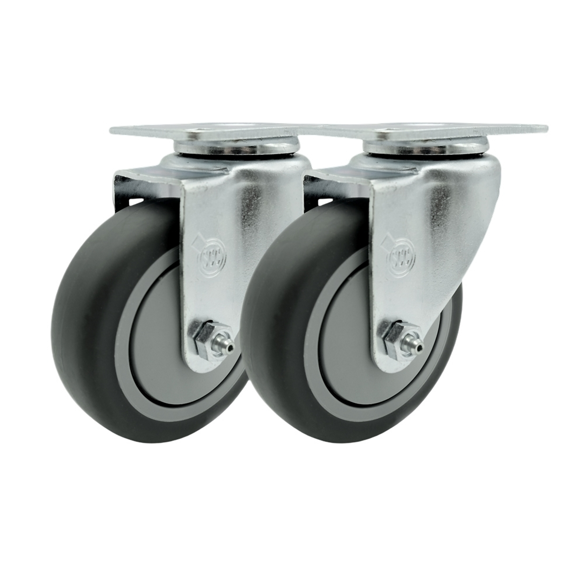 Service Caster, 4Inch Plate Casters, Wheel Diameter 4 in, Caster Type Swivel, Package (qty.) 2, Model RUB-SCC-20S414-TPRB-2