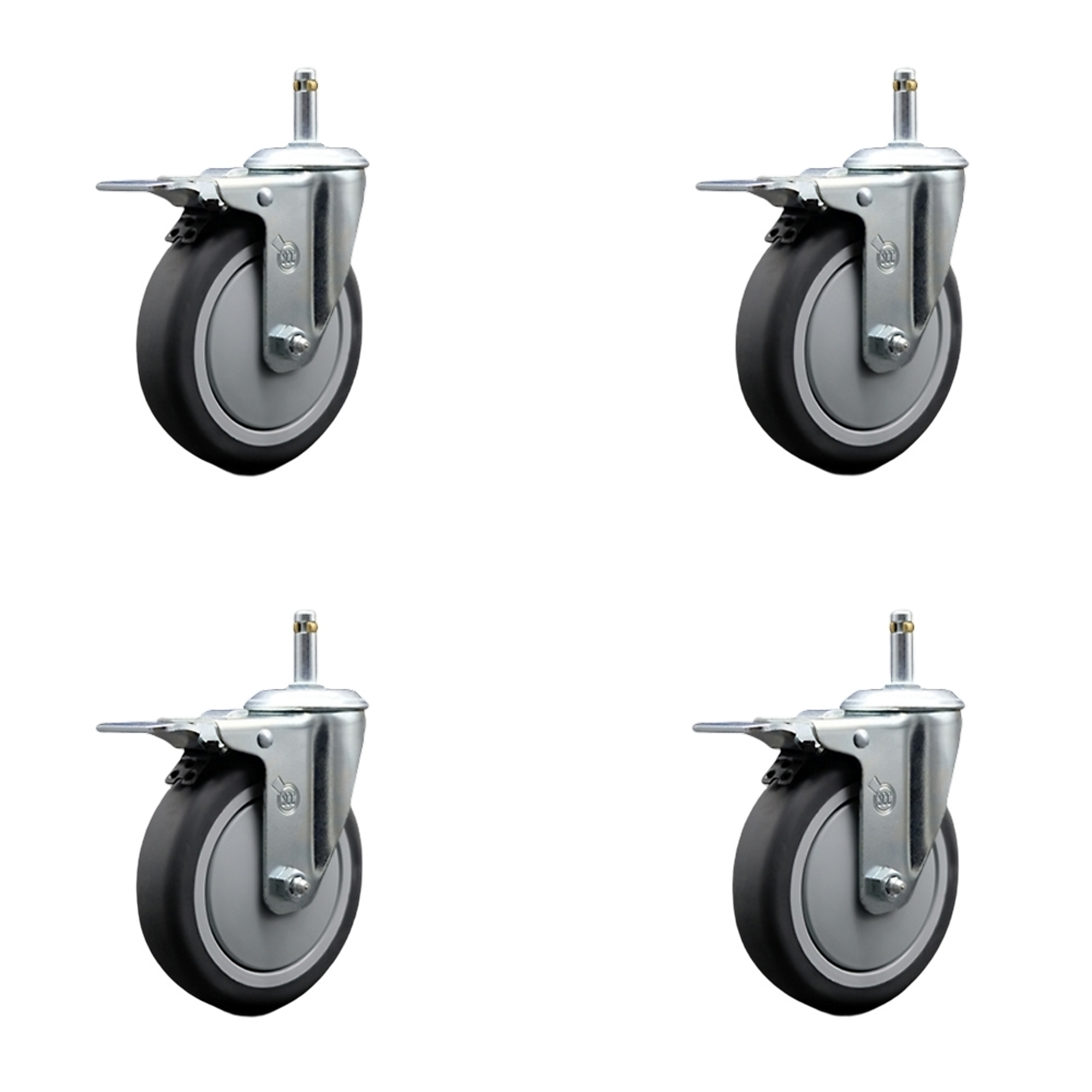 Service Caster, 5Inch Stem Casters, Wheel Diameter 5 in, Caster Type Swivel, Package (qty.) 4, Model RUB-SCC-GRTTL20S514-TPRB-716138-4