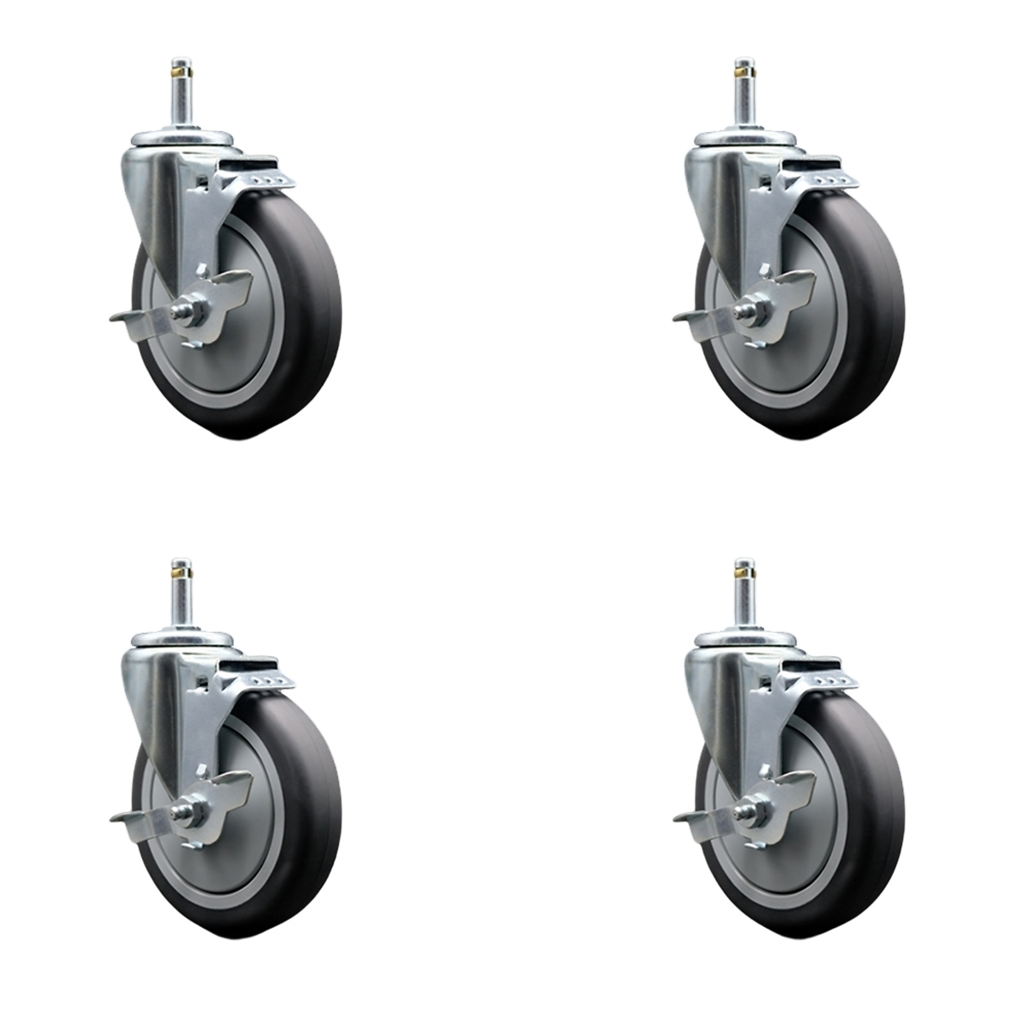 Service Caster, 5Inch Stem Casters, Wheel Diameter 5 in, Caster Type Swivel, Package (qty.) 4, Model RUB-SCC-GR20S514-TPRB-TLB-716138-4