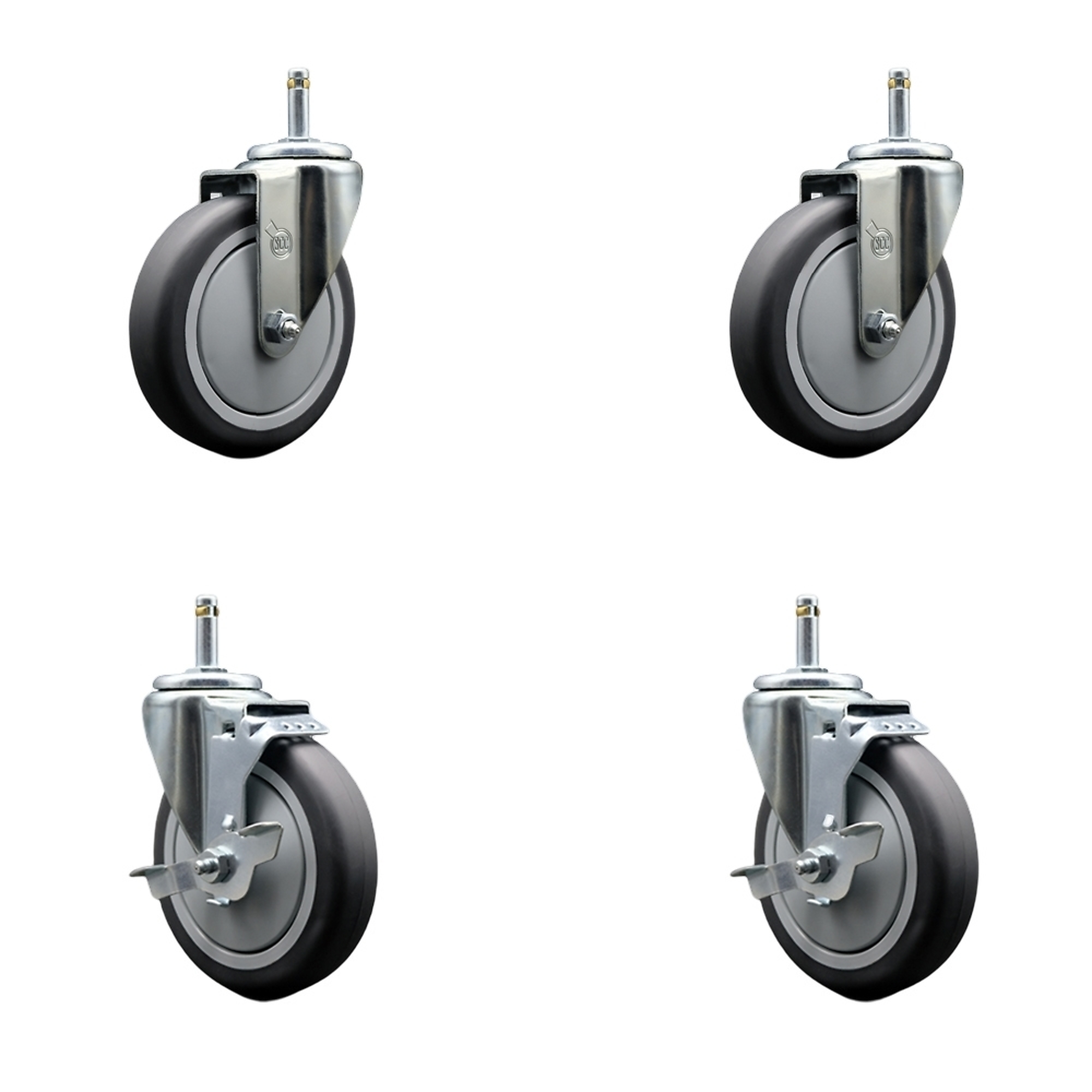 Service Caster, 5Inch Stem Casters, Wheel Diameter 5 in, Caster Type Swivel, Package (qty.) 4, Model RUB-SCC-GR20S514-TPRB-716138-2-TLB-2