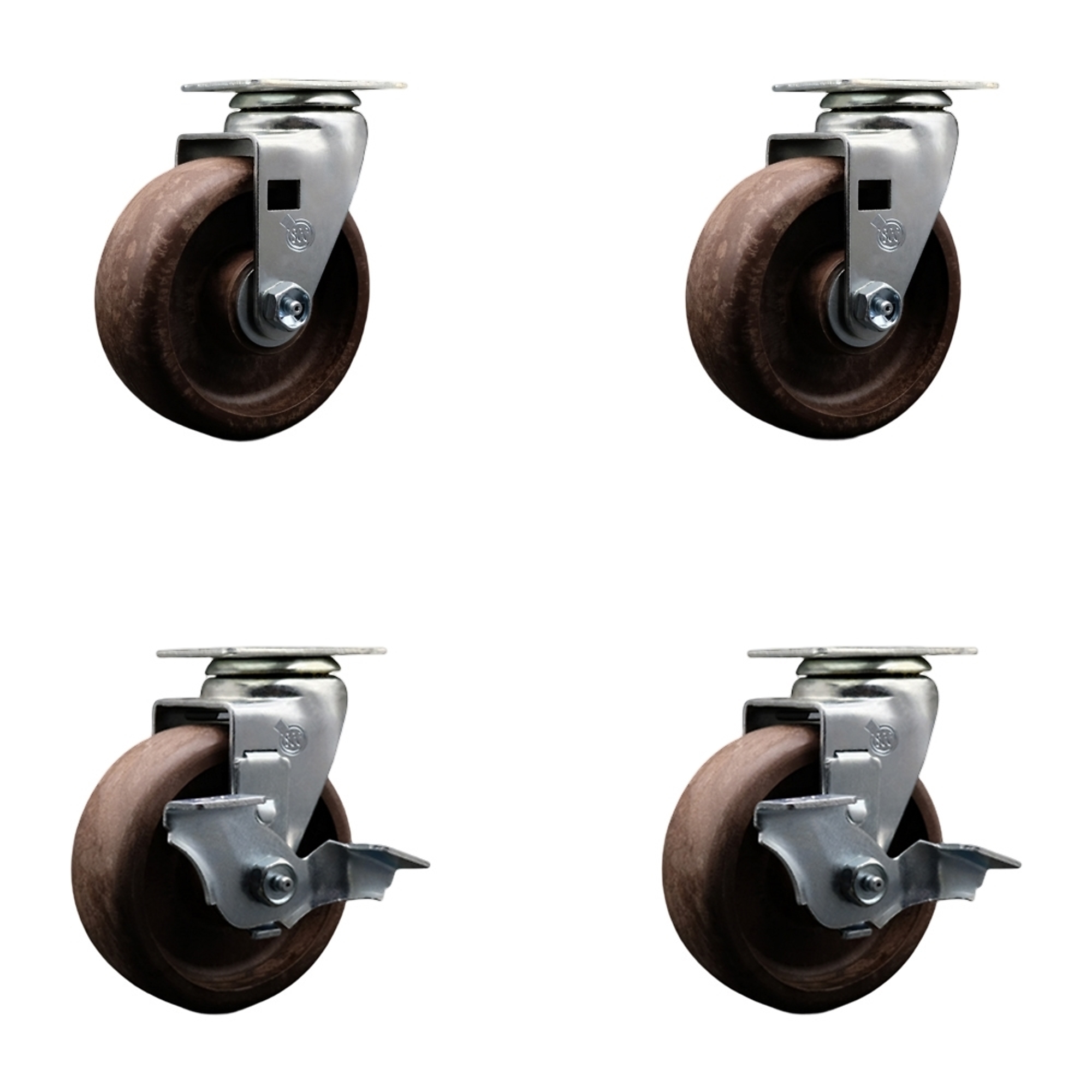 Service Caster, 5Inch x 2Inch Plate Casters, Wheel Diameter 5 in, Caster Type Swivel, Package (qty.) 4, Model SCC-20S520-GFNBZHT-2-TLB-2