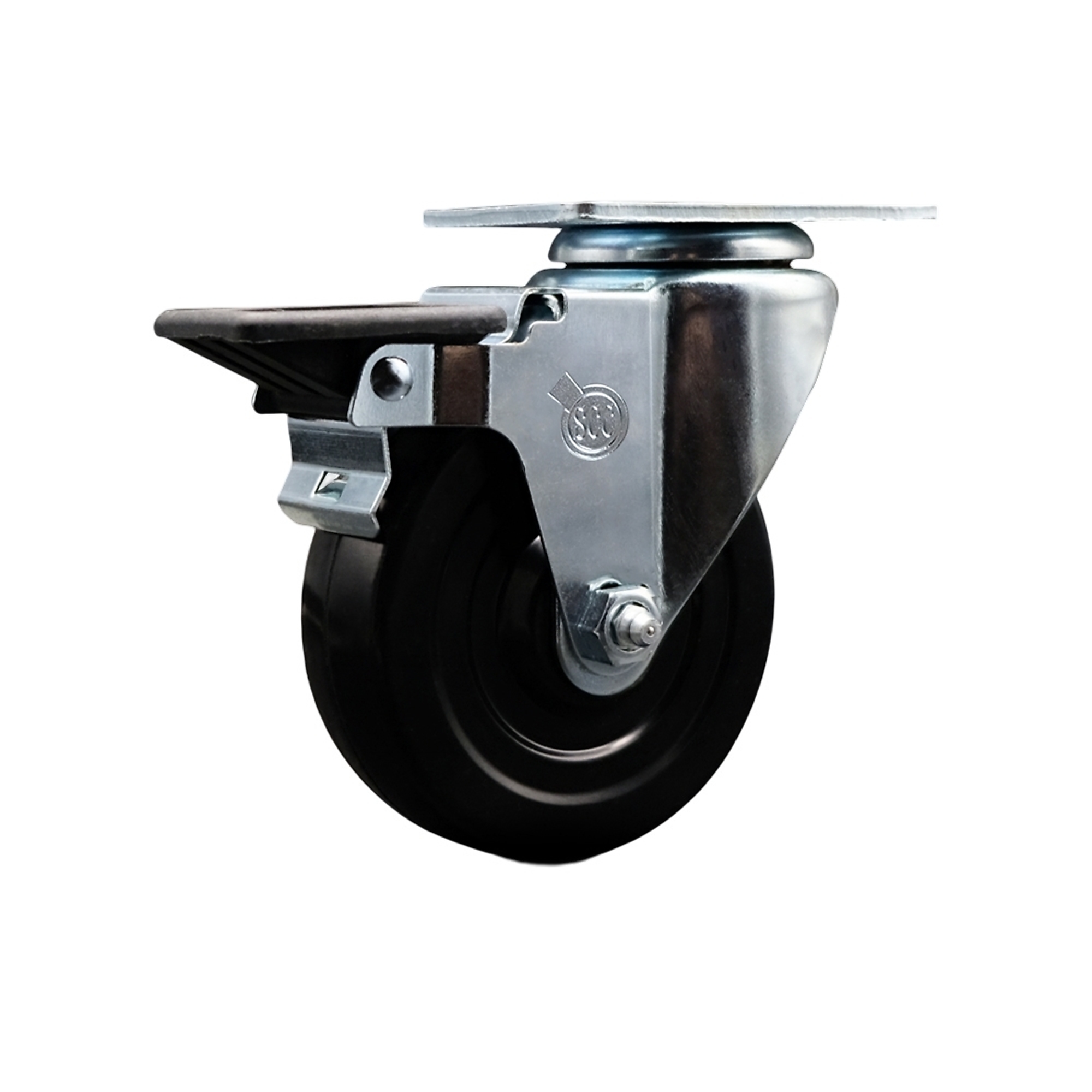 Service Caster, 4Inch x 1 1/4Inch Plate Caster, Wheel Diameter 4 in, Caster Type Swivel, Package (qty.) 1, Model SCC-20S414-HRS-PLB