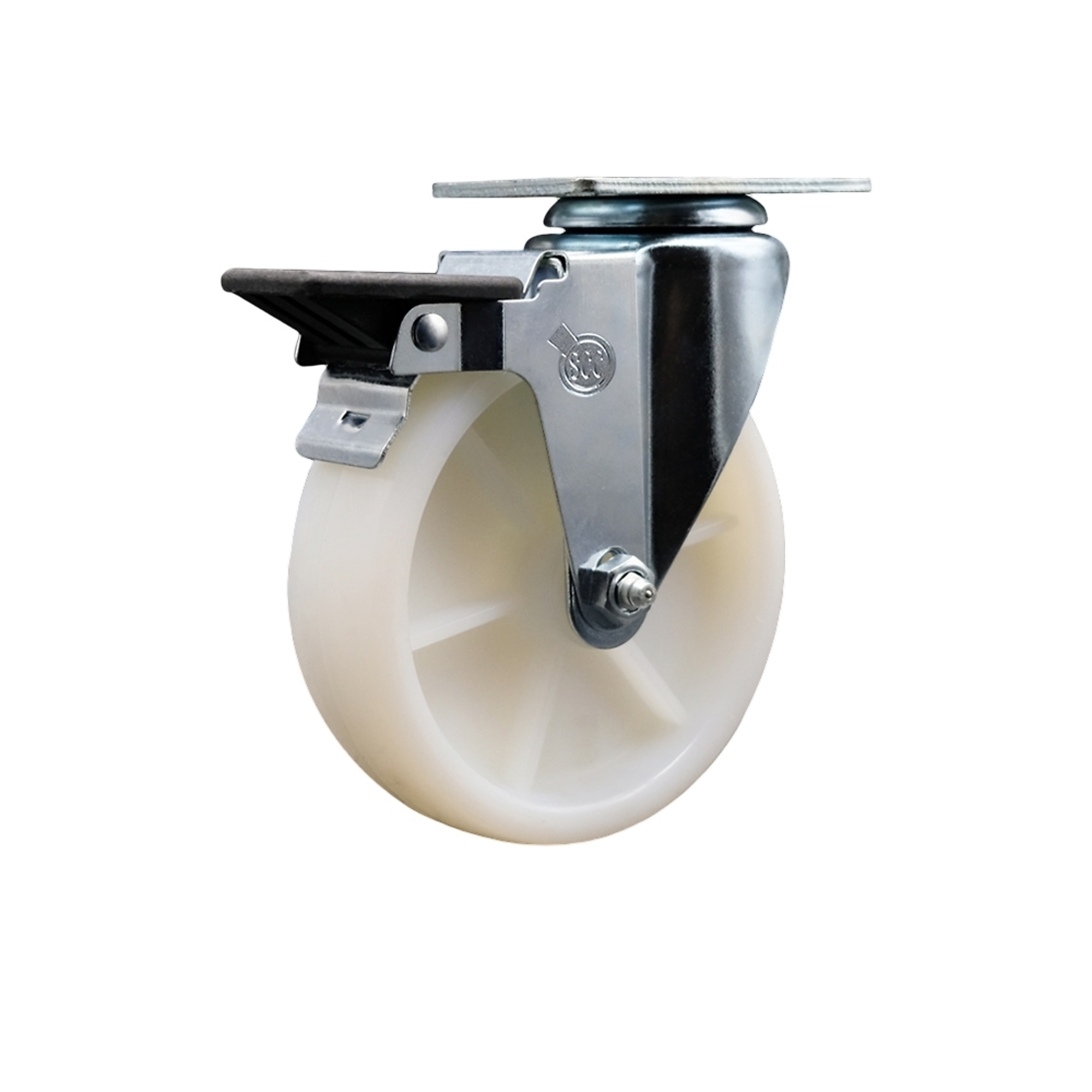 Service Caster, 5Inch x 1 1/4Inch Plate Caster, Wheel Diameter 5 in, Caster Type Swivel, Package (qty.) 1, Model SCC-20S514-NYS-PLB