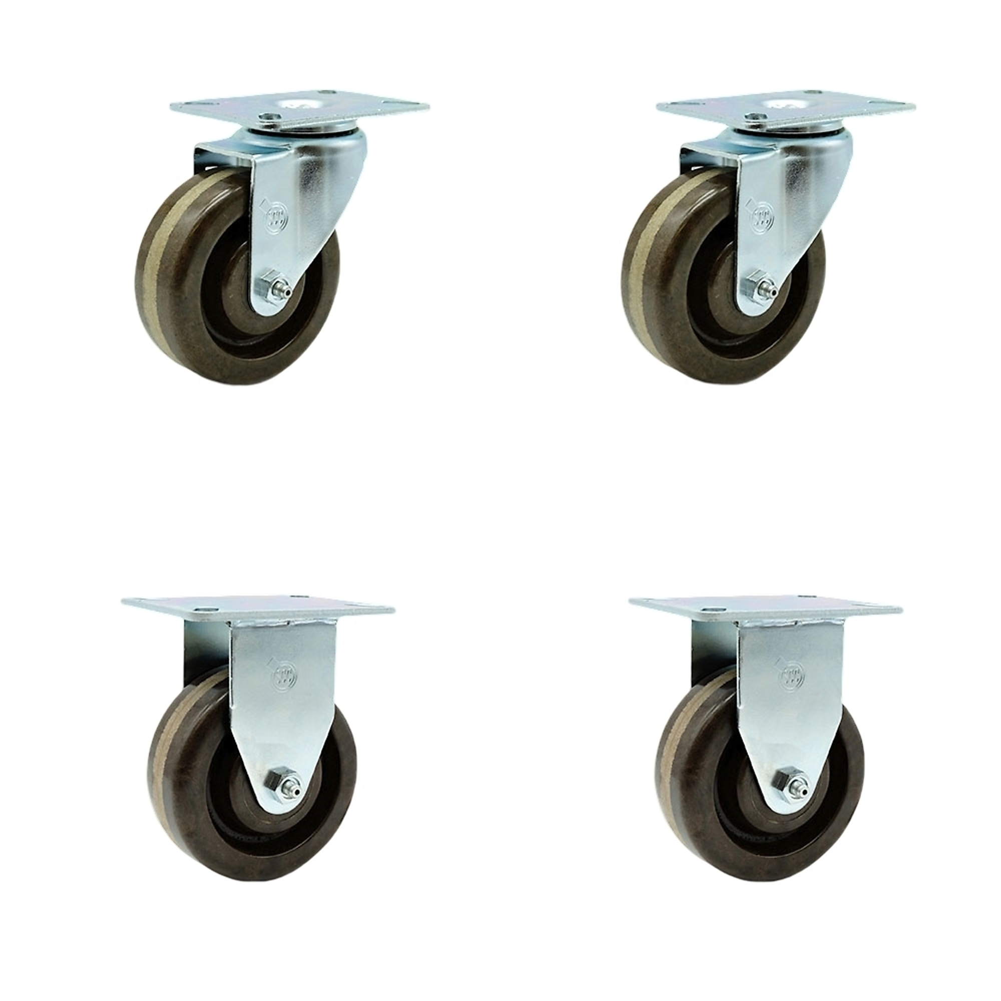 Service Caster, 4Inch x 1 1/2Inch Plate Casters, Wheel Diameter 4 in, Caster Type Swivel, Package (qty.) 4, Model SCC-20S415-PHRHT-TP2-2-R-2