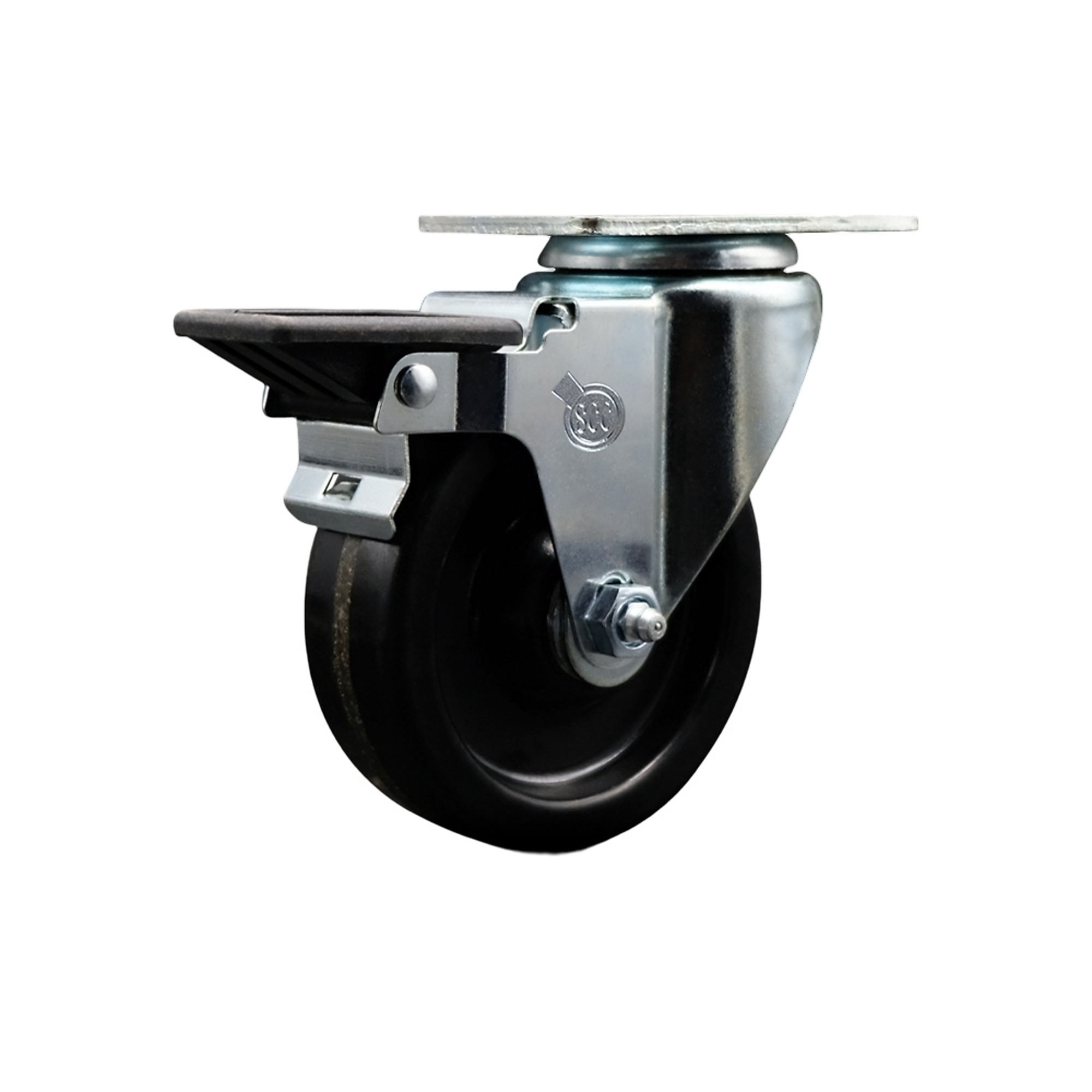 Service Caster, 4Inch x 1 1/4Inch Plate Caster, Wheel Diameter 4 in, Caster Type Swivel, Package (qty.) 1, Model SCC-20S414-PHR-PLB