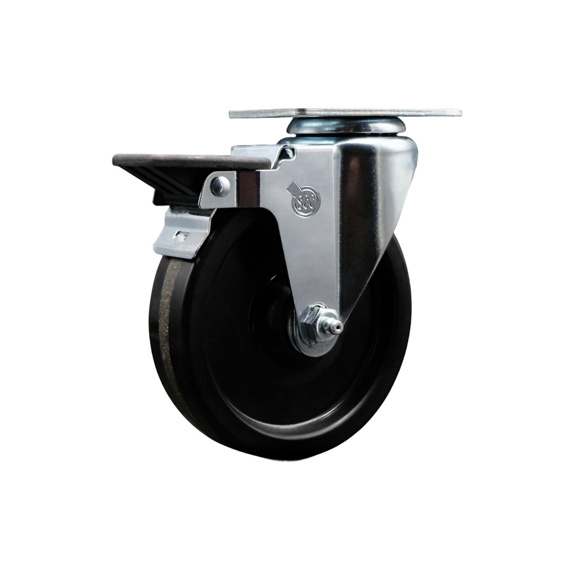 Service Caster, 5Inch x 1 1/4Inch Plate Caster, Wheel Diameter 5 in, Caster Type Swivel, Package (qty.) 1, Model SCC-20S514-PHR-PLB