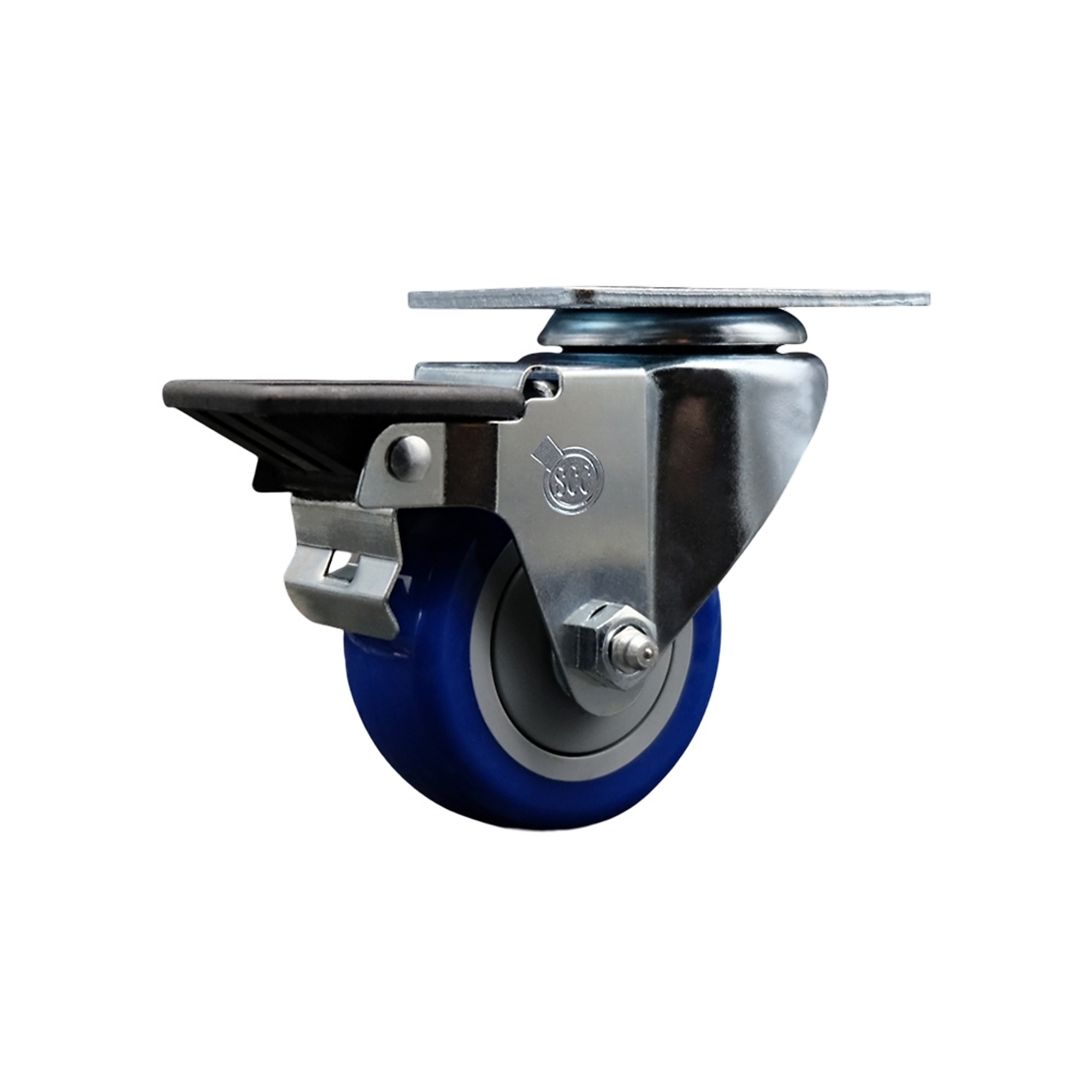 Service Caster, 3Inch x 1 1/4Inch Plate Caster, Wheel Diameter 3 in, Caster Type Swivel, Package (qty.) 1, Model SCC-20S314-PPUB-BLUE-PLB