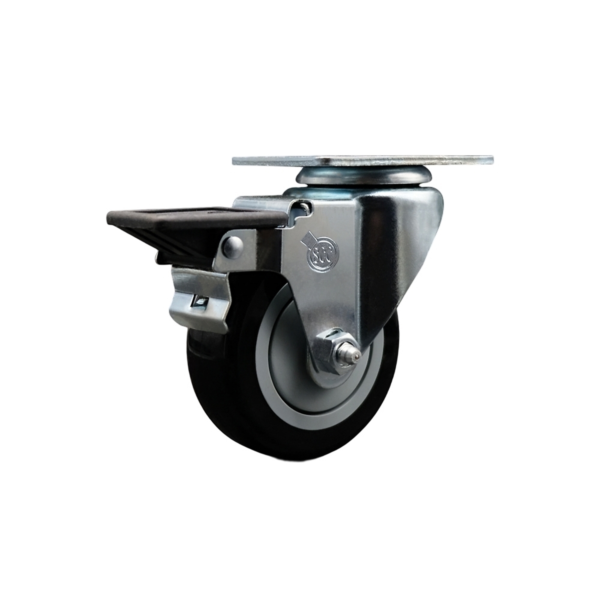 Service Caster, 3 1/2Inch x 1 1/4Inch Plate Caster, Wheel Diameter 3.5 in, Caster Type Swivel, Package (qty.) 1, Model SCC-20S3514-PPUB-BLK-PLB