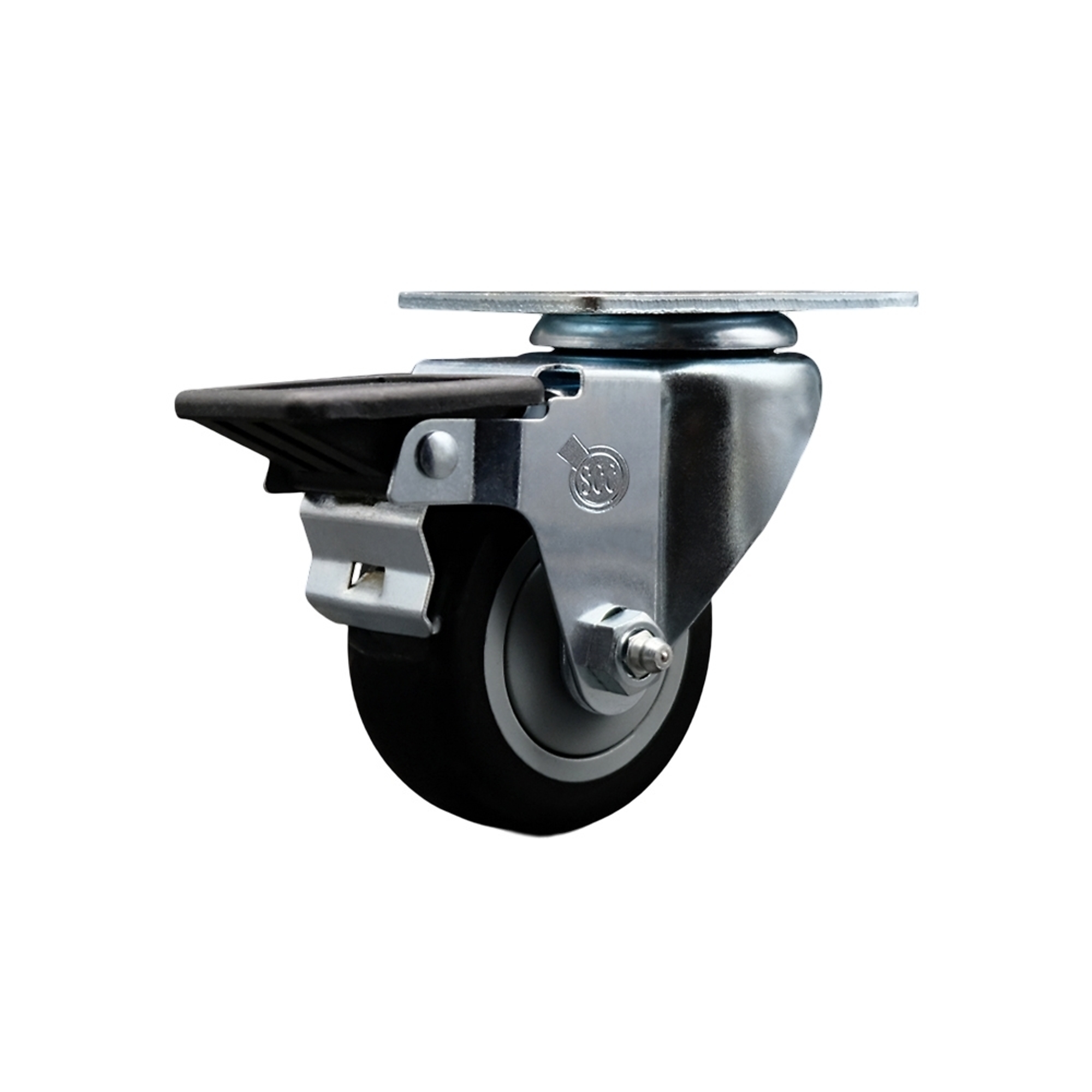 Service Caster, 3Inch x 1 1/4Inch Plate Caster, Wheel Diameter 3 in, Caster Type Swivel, Package (qty.) 1, Model SCC-20S314-PPUB-BLK-PLB