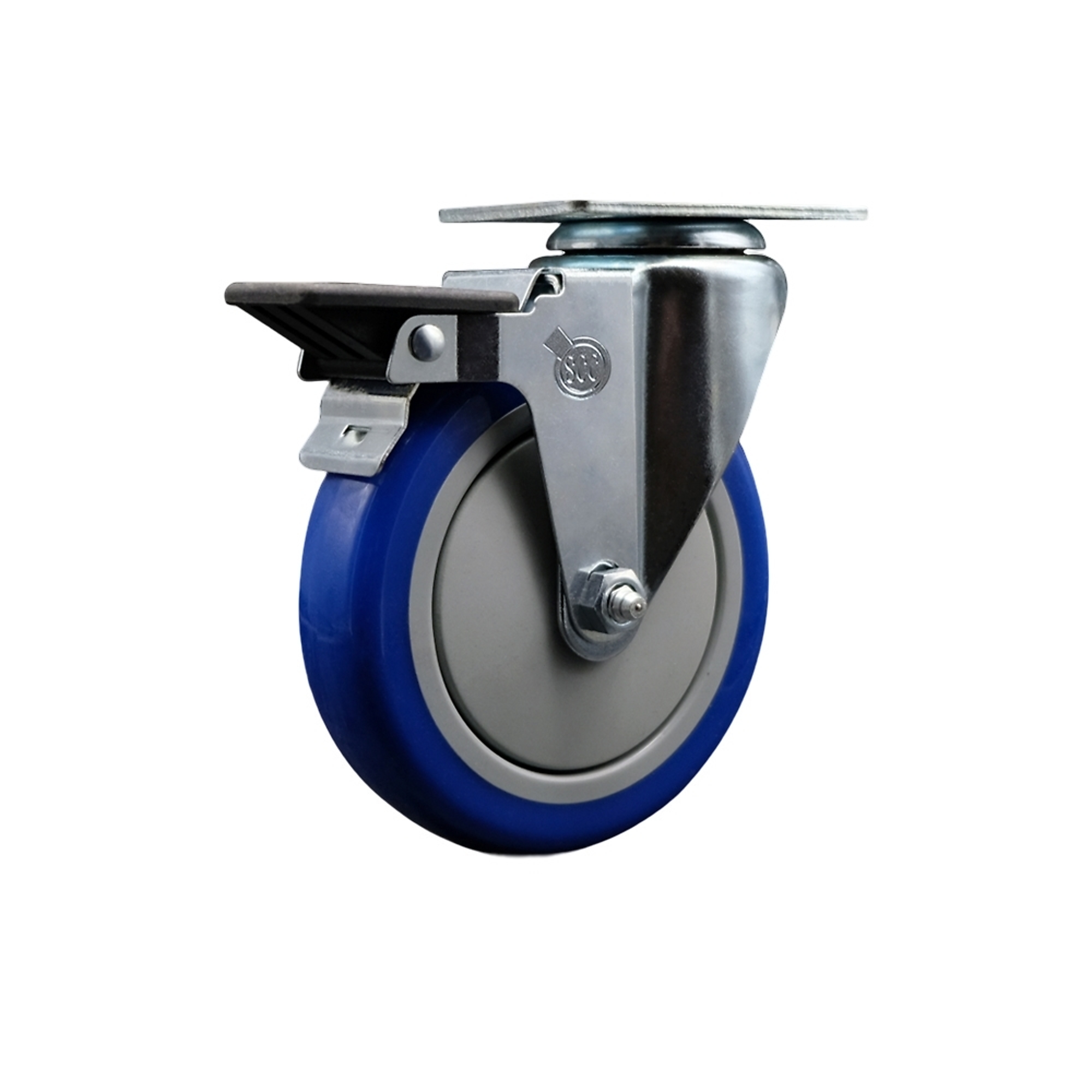 Service Caster, 5Inch x 1 1/4Inch Plate Caster, Wheel Diameter 5 in, Caster Type Swivel, Package (qty.) 1, Model SCC-20S514-PPUB-BLUE-PLB