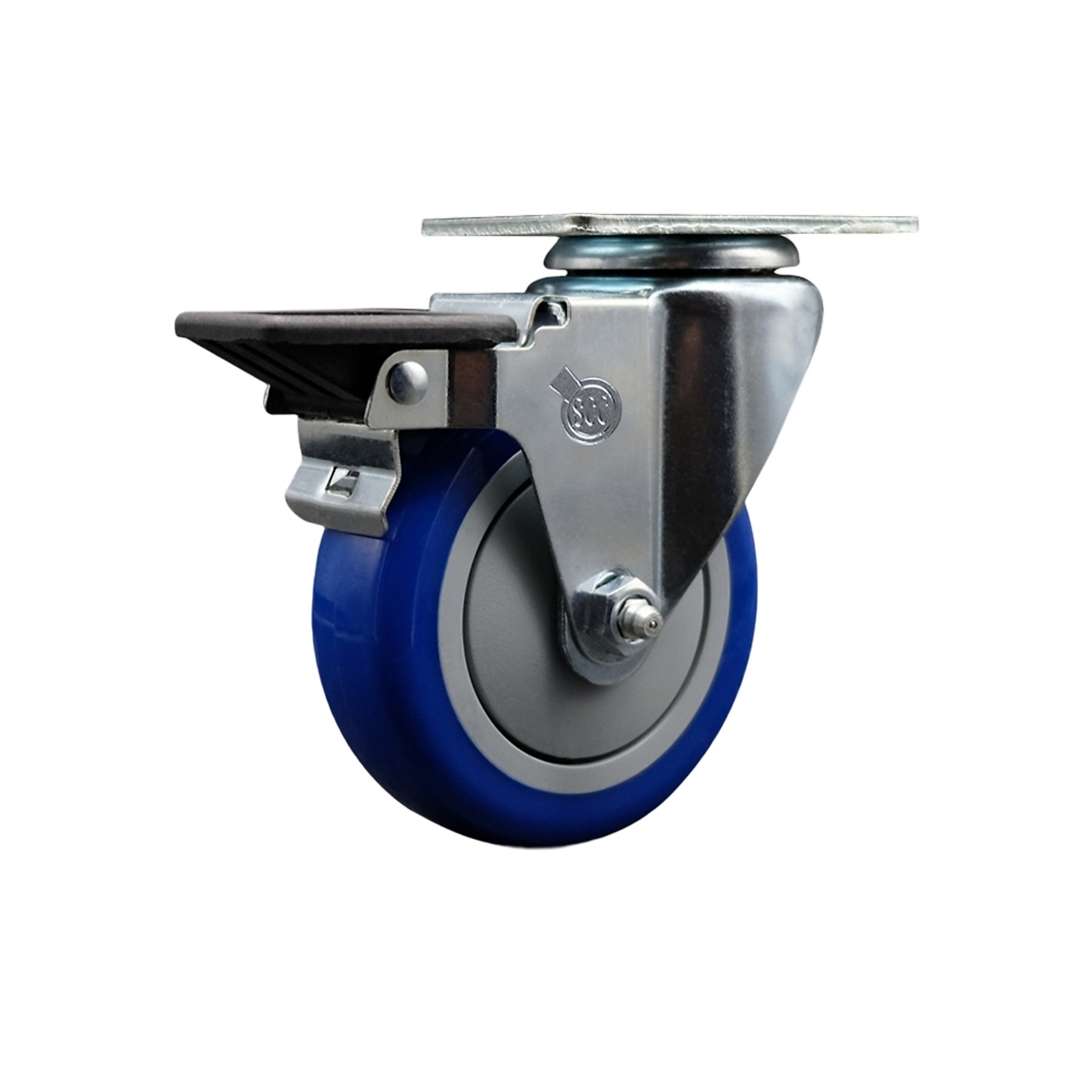 Service Caster, 4Inch x 1 1/4Inch Plate Caster, Wheel Diameter 4 in, Caster Type Swivel, Package (qty.) 1, Model SCC-20S414-PPUB-BLUE-PLB