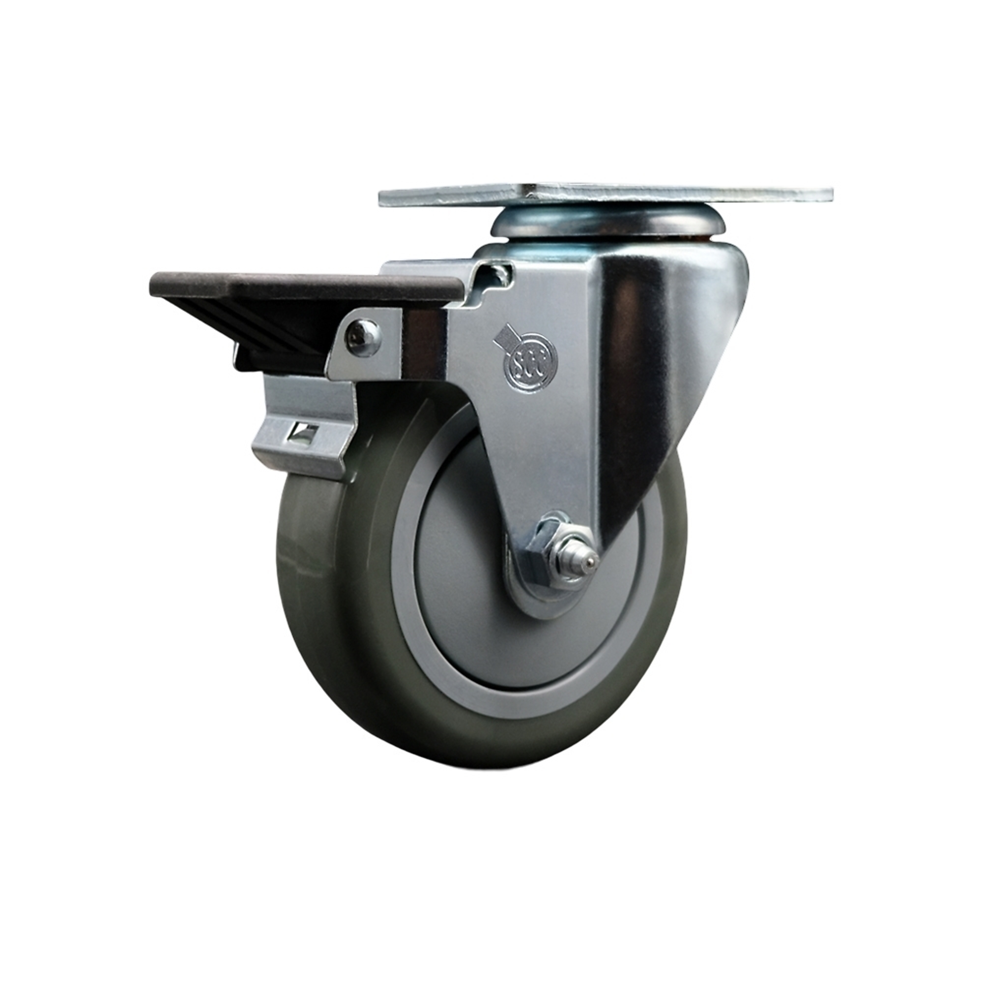 Service Caster, 4Inch x 1 1/4Inch Plate Caster, Wheel Diameter 4 in, Caster Type Swivel, Package (qty.) 1, Model SCC-20S414-PPUB-PLB