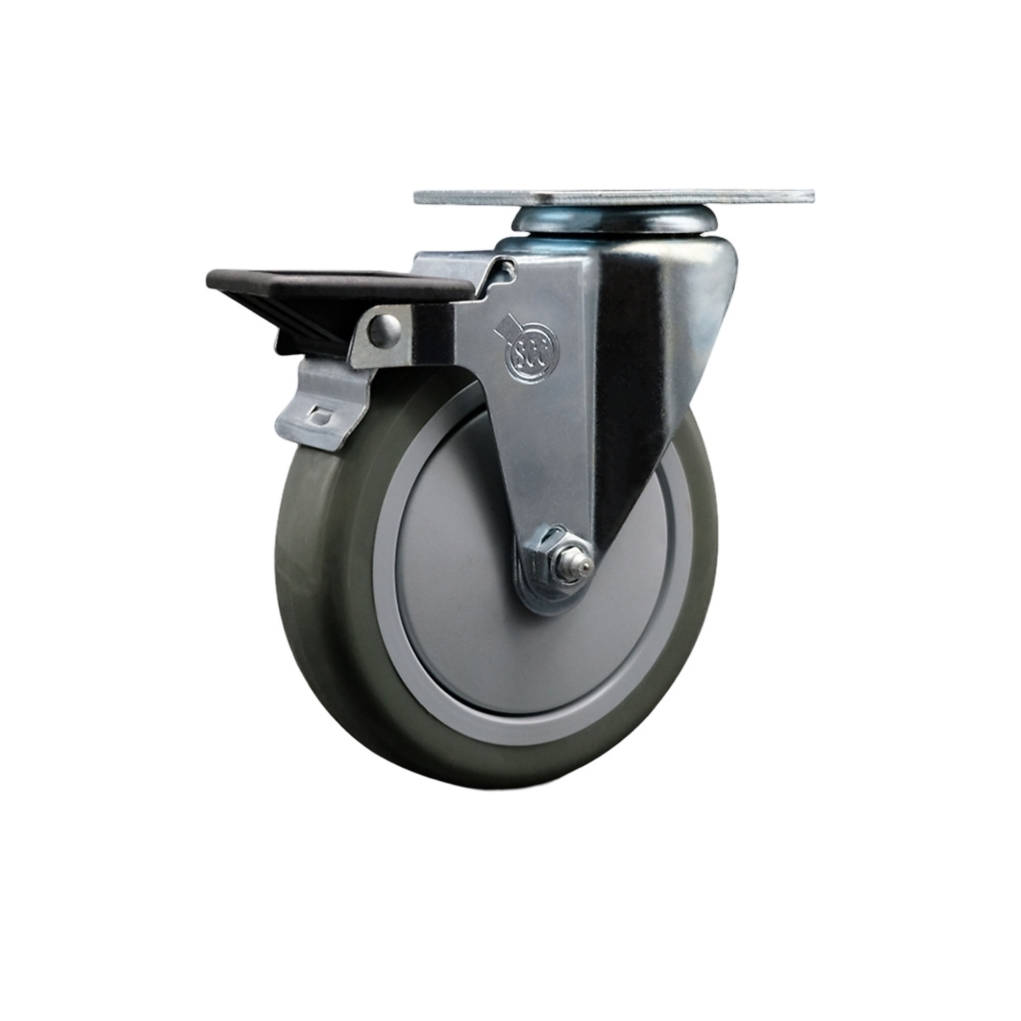 Service Caster, 5Inch x 1 1/4Inch Plate Caster, Wheel Diameter 5 in, Caster Type Swivel, Package (qty.) 1, Model SCC-20S514-PPUB-PLB