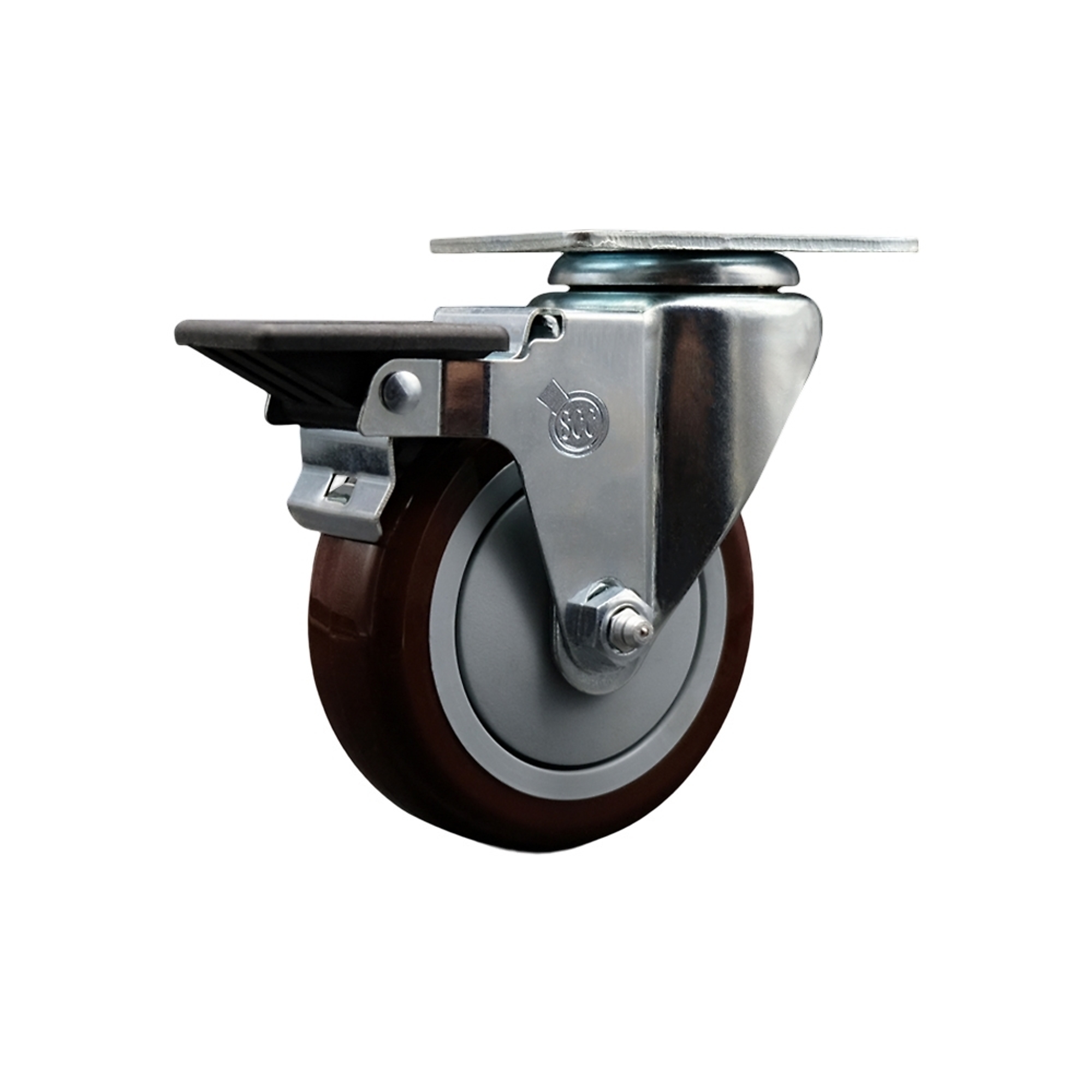 Service Caster, 4Inch x 1 1/4Inch Plate Caster, Wheel Diameter 4 in, Caster Type Swivel, Package (qty.) 1, Model SCC-20S414-PPUB-MRN-PLB