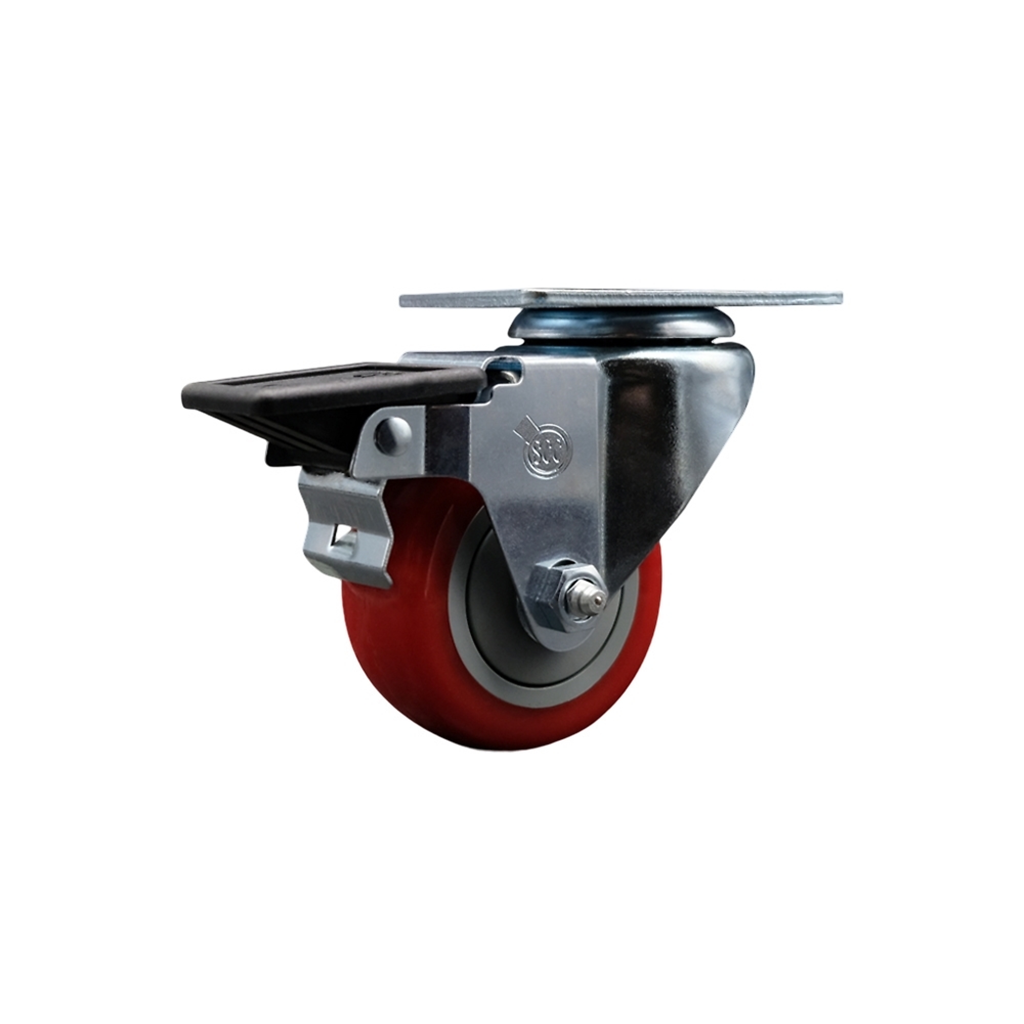 Service Caster, 3Inch x 1 1/4Inch Plate Caster, Wheel Diameter 3 in, Caster Type Swivel, Package (qty.) 1, Model SCC-20S314-PPUB-RED-PLB