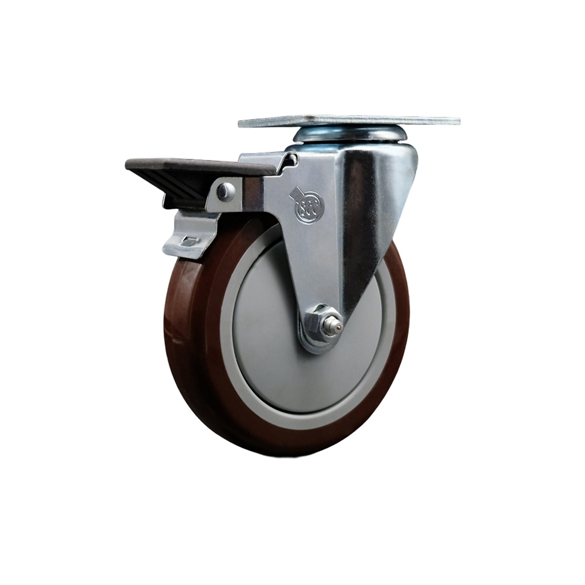 Service Caster, 5Inch x 1 1/4Inch Plate Caster, Wheel Diameter 5 in, Caster Type Swivel, Package (qty.) 1, Model SCC-20S514-PPUB-MRN-PLB