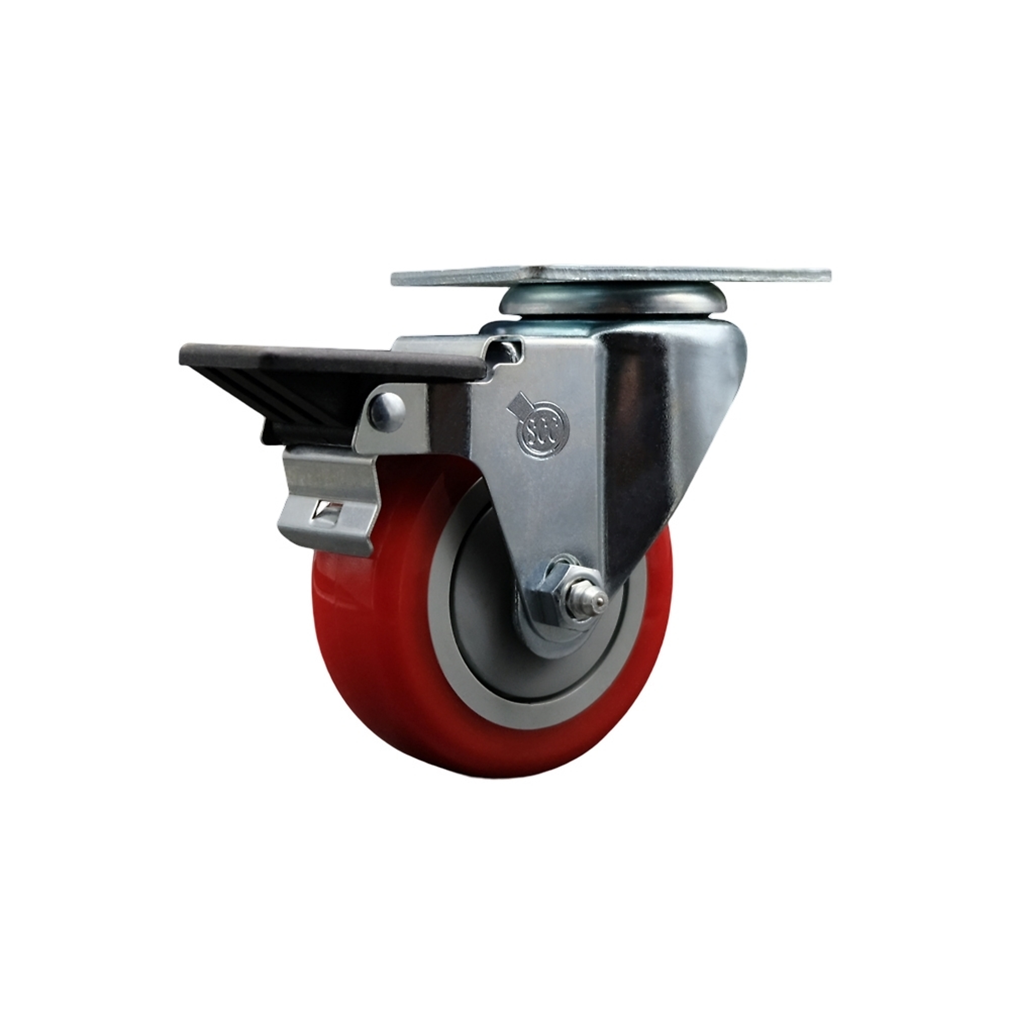 Service Caster, 3 1/2Inch x 1 1/4Inch Plate Caster, Wheel Diameter 3.5 in, Caster Type Swivel, Package (qty.) 1, Model SCC-20S3514-PPUB-RED-PLB