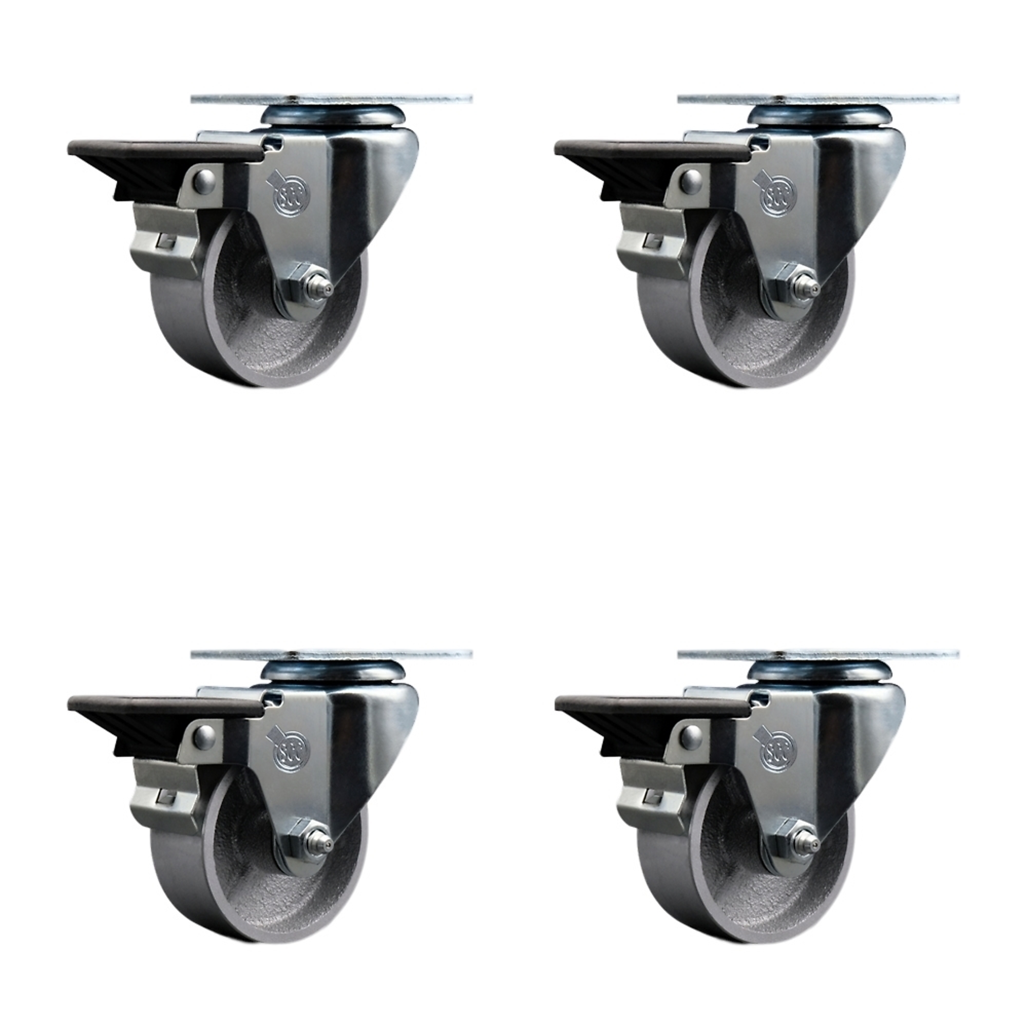 Service Caster, 3Inch x 1 1/2Inch Plate Casters, Wheel Diameter 3 in, Caster Type Swivel, Package (qty.) 4, Model SCC-20S315-SSR-PLB-4