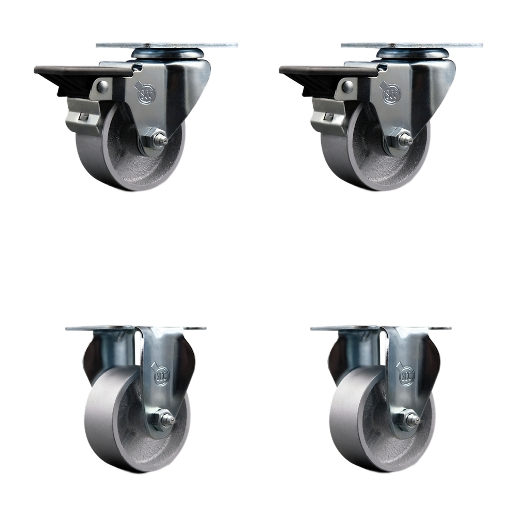 Service Caster, 3Inch x 1 1/2Inch Plate Casters, Wheel Diameter 3 in, Caster Type Swivel, Package (qty.) 4, Model SCC-20S315-SSR-PLB-2-R-2