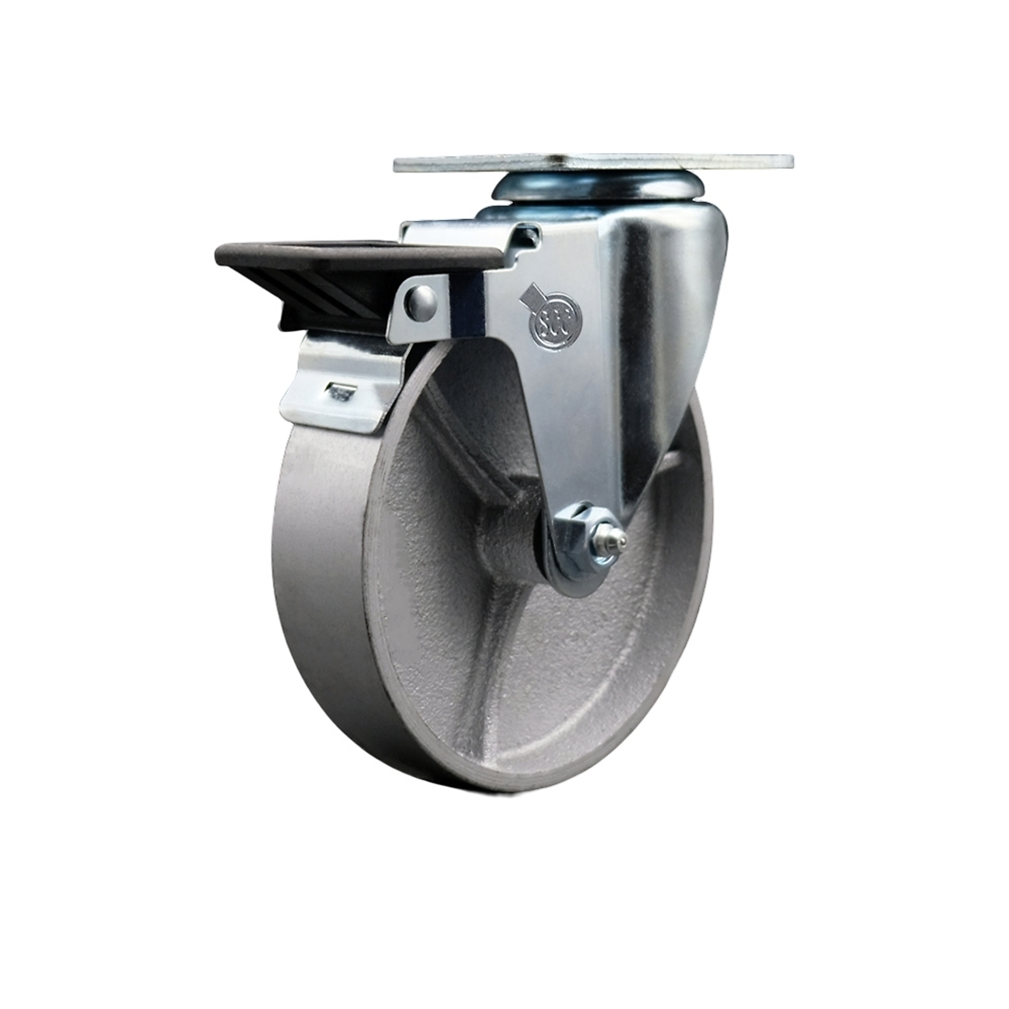 Service Caster, 5Inch x 1 1/2Inch Plate Caster, Wheel Diameter 5 in, Caster Type Swivel, Package (qty.) 1, Model SCC-20S515-SSR-PLB