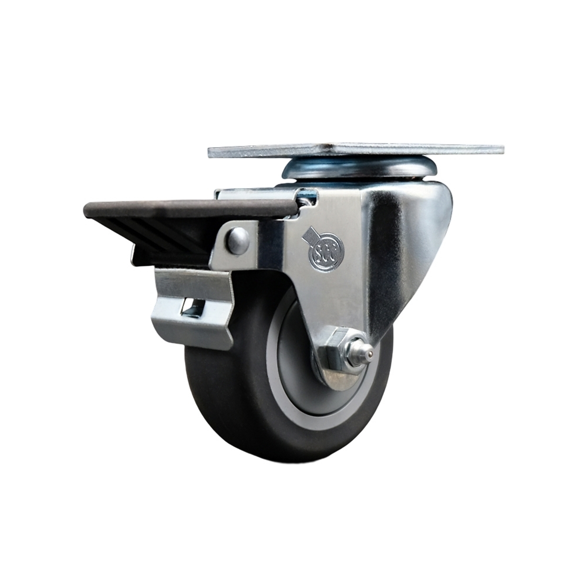 Service Caster, 3Inch x 1 1/4Inch Plate Caster, Wheel Diameter 3 in, Caster Type Swivel, Package (qty.) 1, Model SCC-20S314-TPRB-PLB