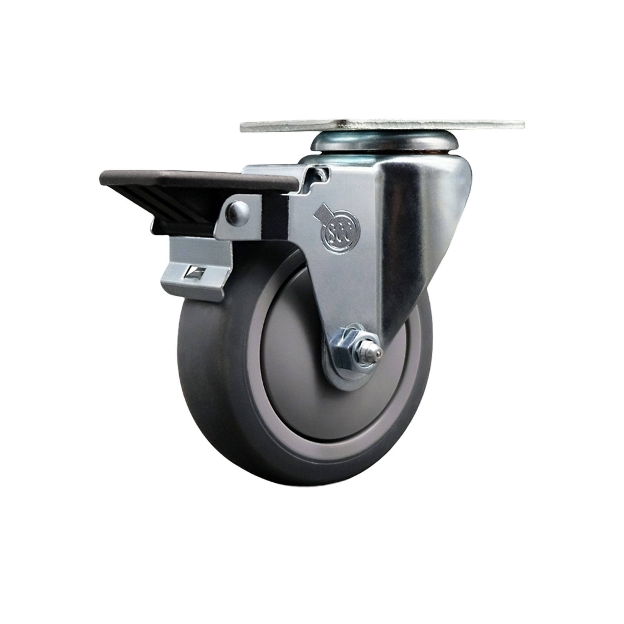 Service Caster, 4Inch x 1 1/4Inch Plate Caster, Wheel Diameter 4 in, Caster Type Swivel, Package (qty.) 1, Model SCC-20S414-TPRB-PLB