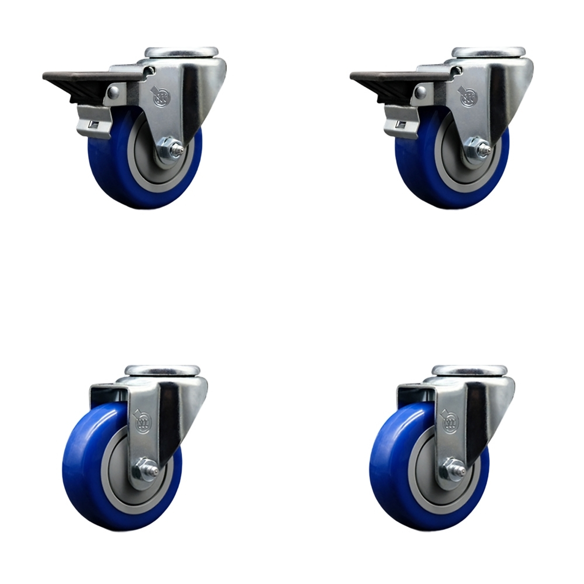 Service Caster, 3 1/2Inch x 1 1/4Inch Stem Casters, Wheel Diameter 3.5 in, Caster Type Swivel, Package (qty.) 4, Model SCC-BH20S3514-PPUB-BLUE-PLB-2-S