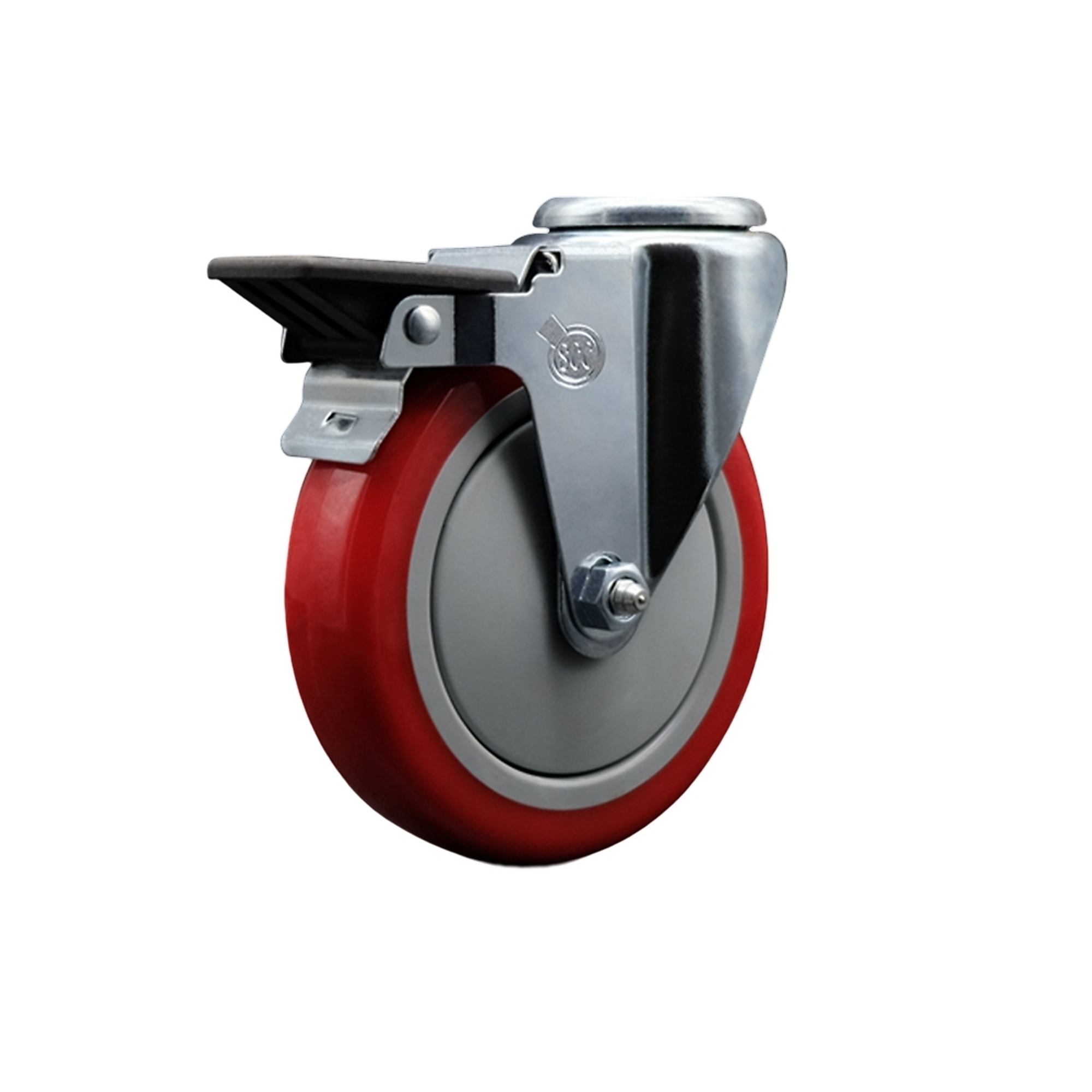 Service Caster, 5Inch x 1 1/4Inch Stem Caster, Wheel Diameter 5 in, Caster Type Swivel, Package (qty.) 1, Model SCC-BH20S514-PPUB-RED-PLB