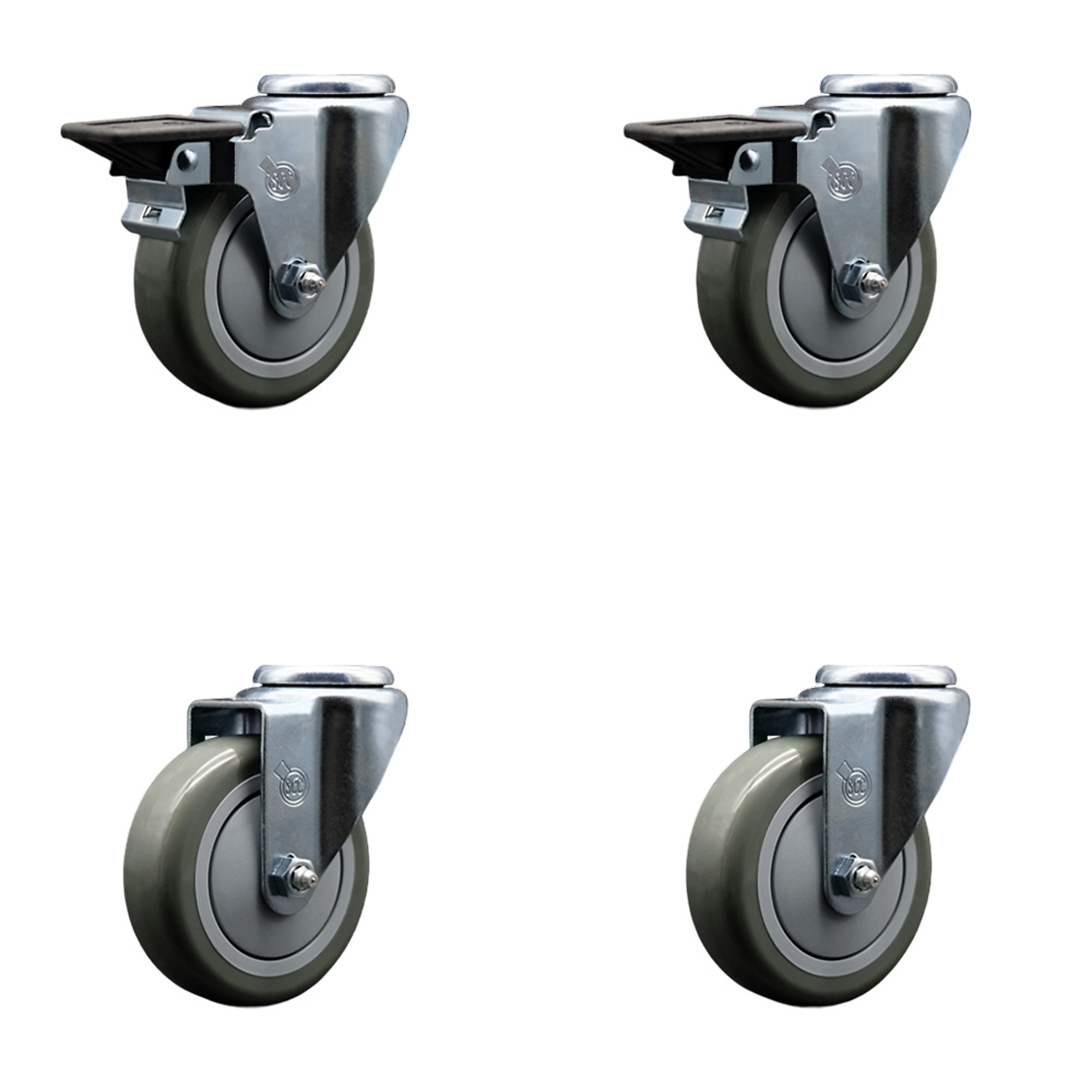 Service Caster, 4Inch x 1 1/4Inch Stem Casters, Wheel Diameter 4 in, Caster Type Swivel, Package (qty.) 4, Model SCC-BH20S414-PPUB-PLB-2-S-2