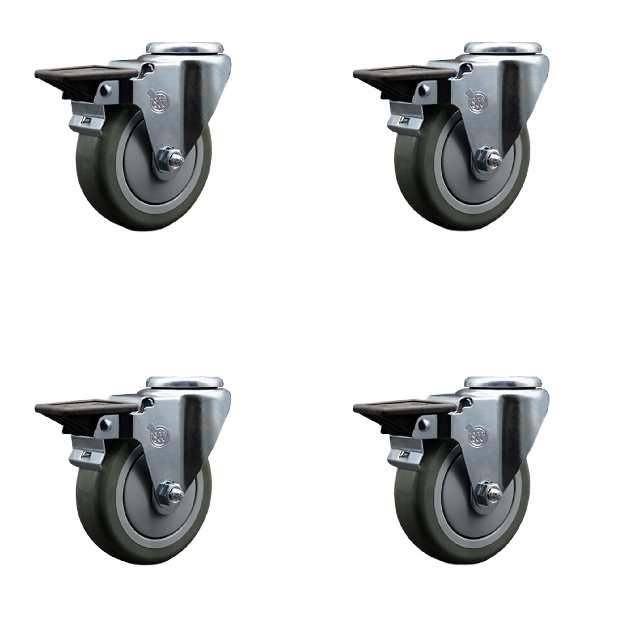 Service Caster, 4Inch x 1 1/4Inch Stem Casters, Wheel Diameter 4 in, Caster Type Swivel, Package (qty.) 4, Model SCC-BH20S414-PPUB-PLB-4