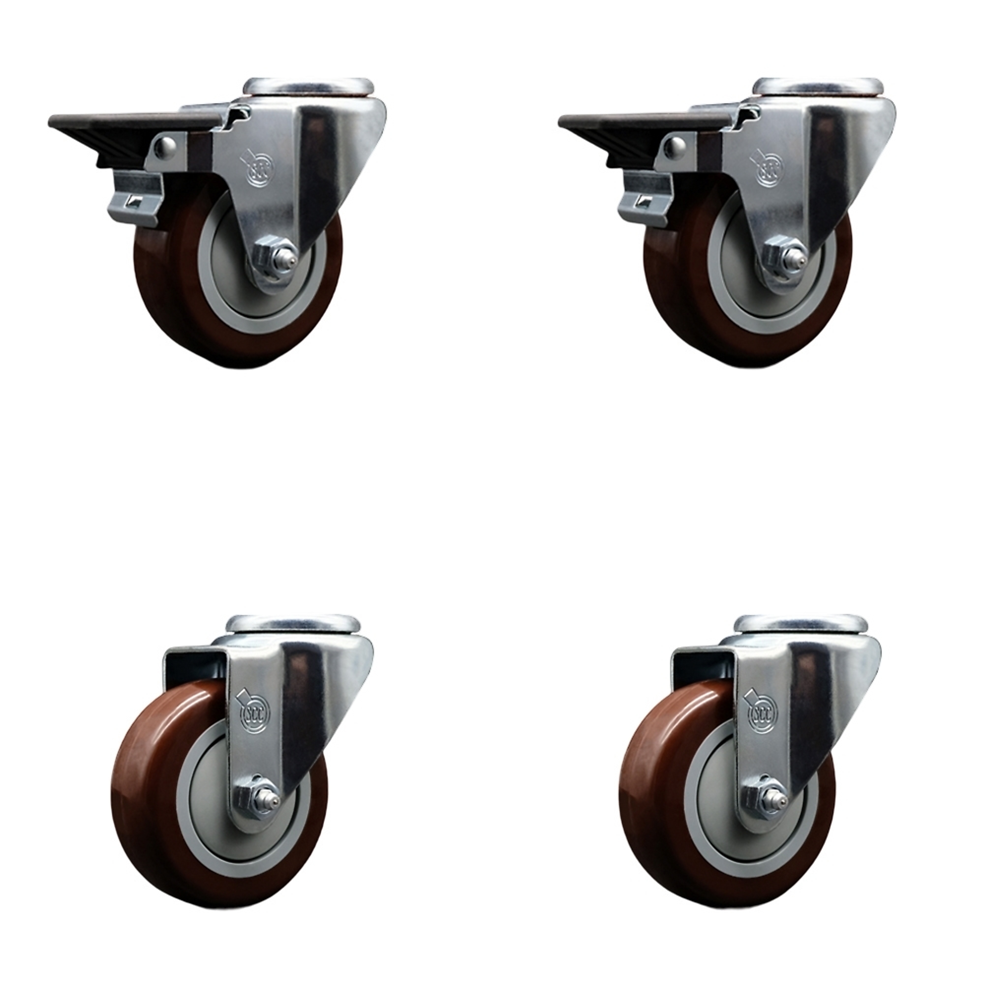 Service Caster, 3 1/2Inch x 1 1/4Inch Stem Casters, Wheel Diameter 3.5 in, Caster Type Swivel, Package (qty.) 4, Model SCC-BH20S3514-PPUB-MRN-PLB-2-S-