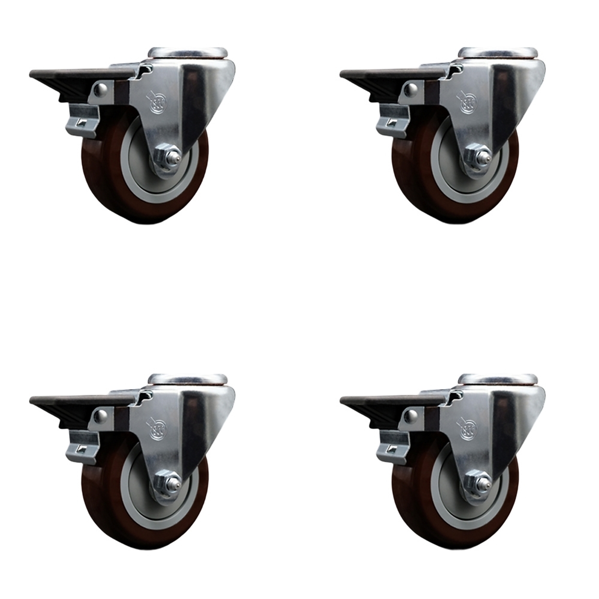 Service Caster, 3 1/2Inch x 1 1/4Inch Stem Casters, Wheel Diameter 3.5 in, Caster Type Swivel, Package (qty.) 4, Model SCC-BH20S3514-PPUB-MRN-PLB-4