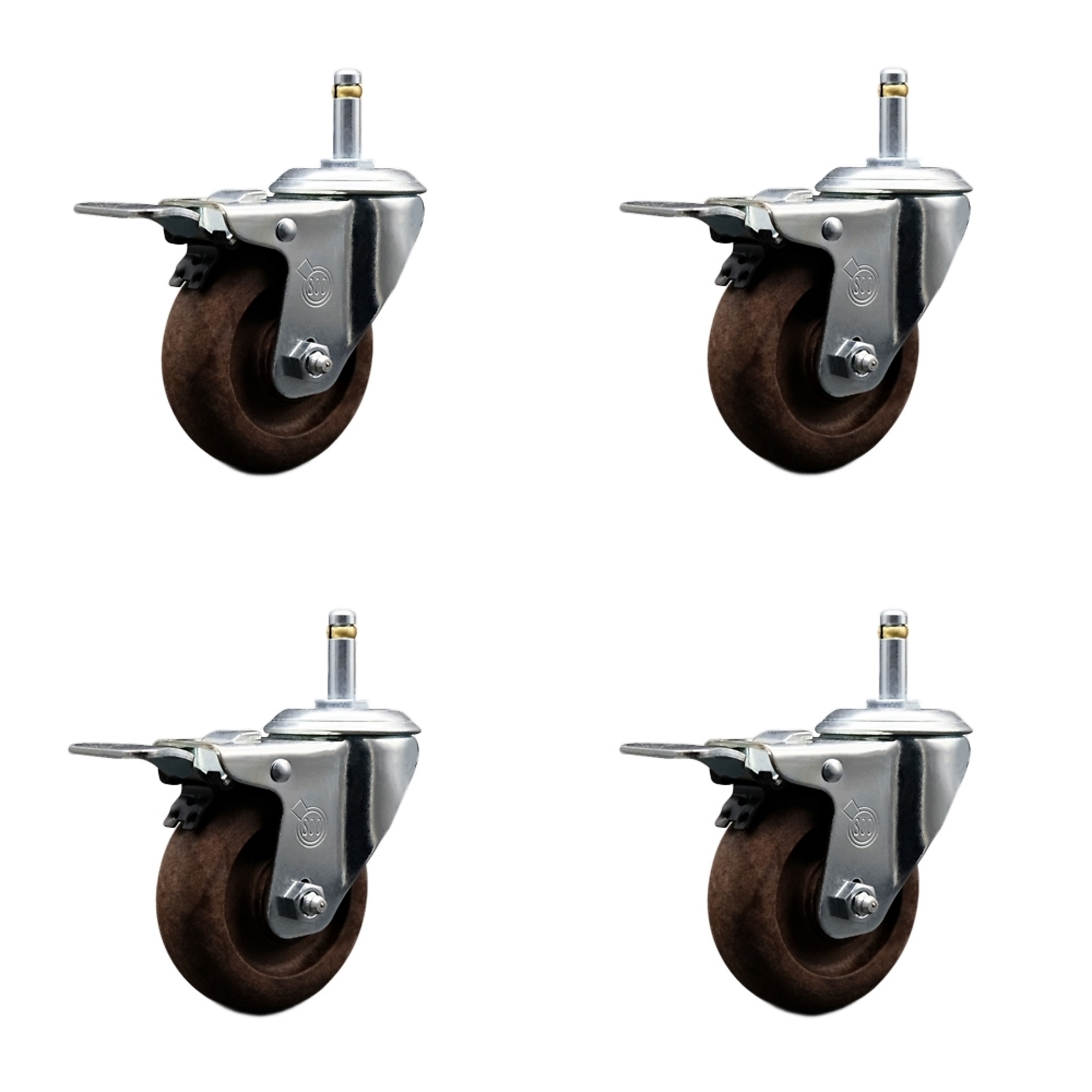 Service Caster, 4Inch x 1 1/4Inch Stem Casters, Wheel Diameter 4 in, Caster Type Swivel, Package (qty.) 4, Model SCC-GRTTL20S414-GFNSHT-716138-4