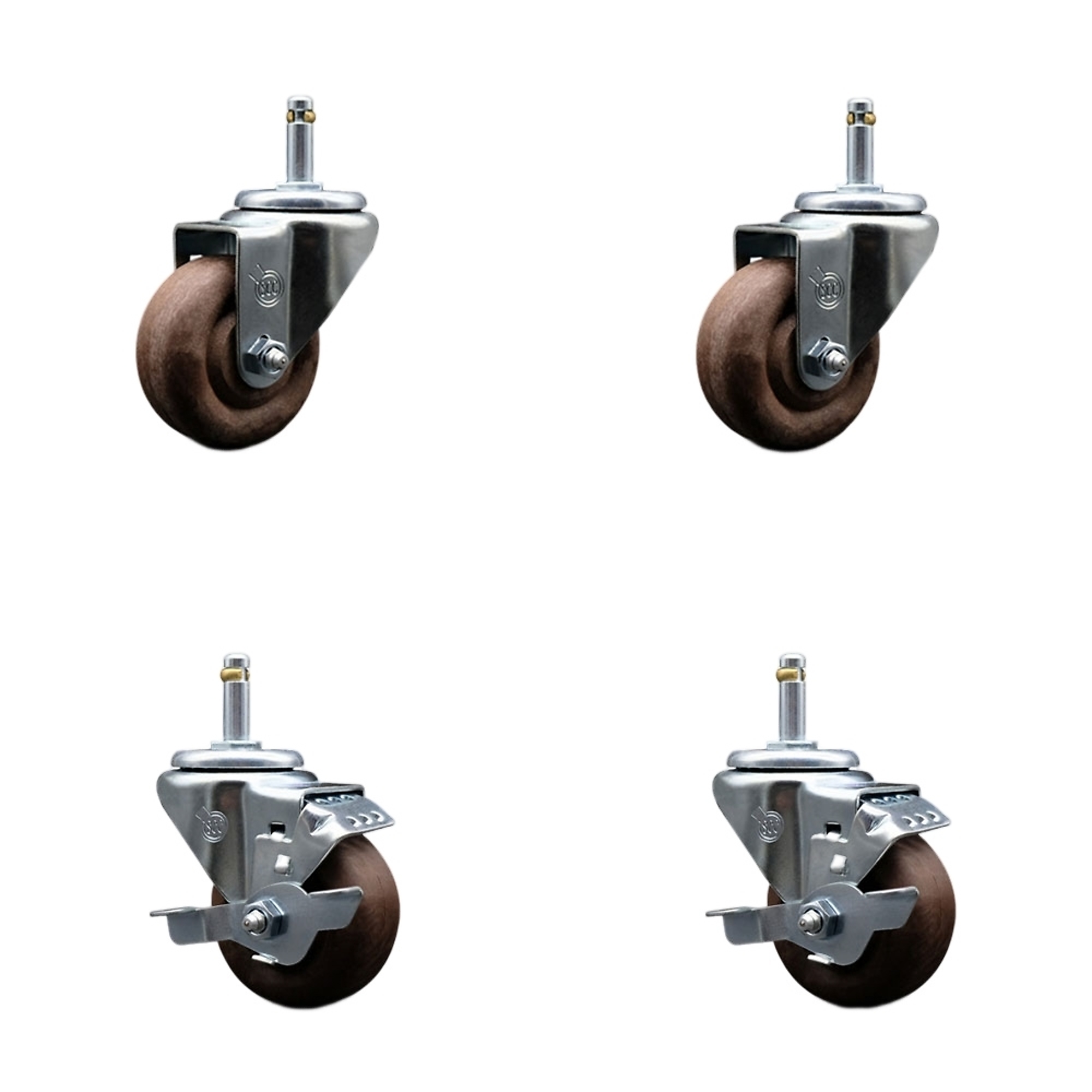 Service Caster, 3Inch x 1 1/4Inch Stem Casters, Wheel Diameter 3 in, Caster Type Swivel, Package (qty.) 4, Model SCC-GR20S314-GFNSHT-716138-2-TLB-2