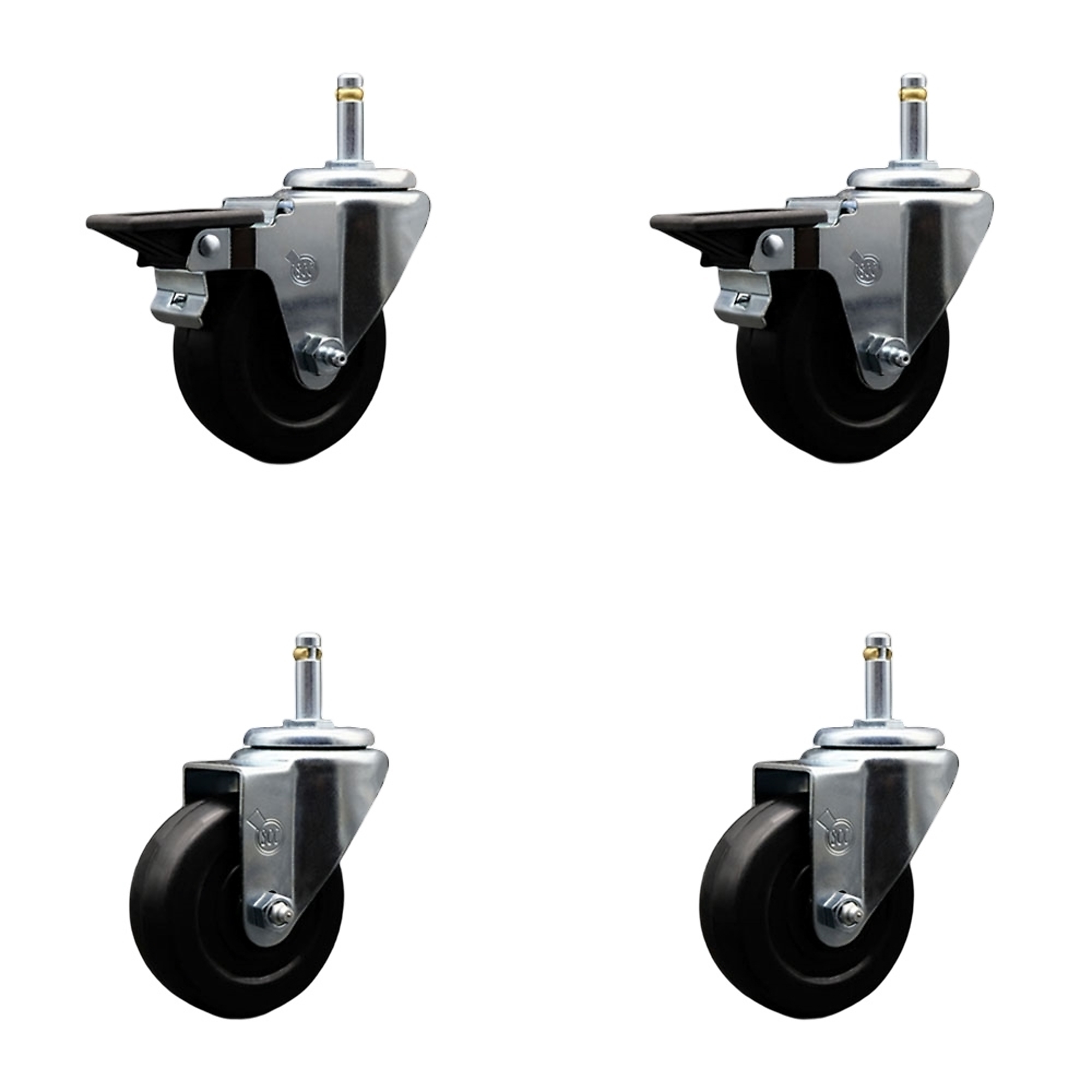 Service Caster, 3 1/2Inch x 1 1/4Inch Stem Casters, Wheel Diameter 3.5 in, Caster Type Swivel, Package (qty.) 4, Model SCC-GR20S3514-HRS-PLB-716138-2-