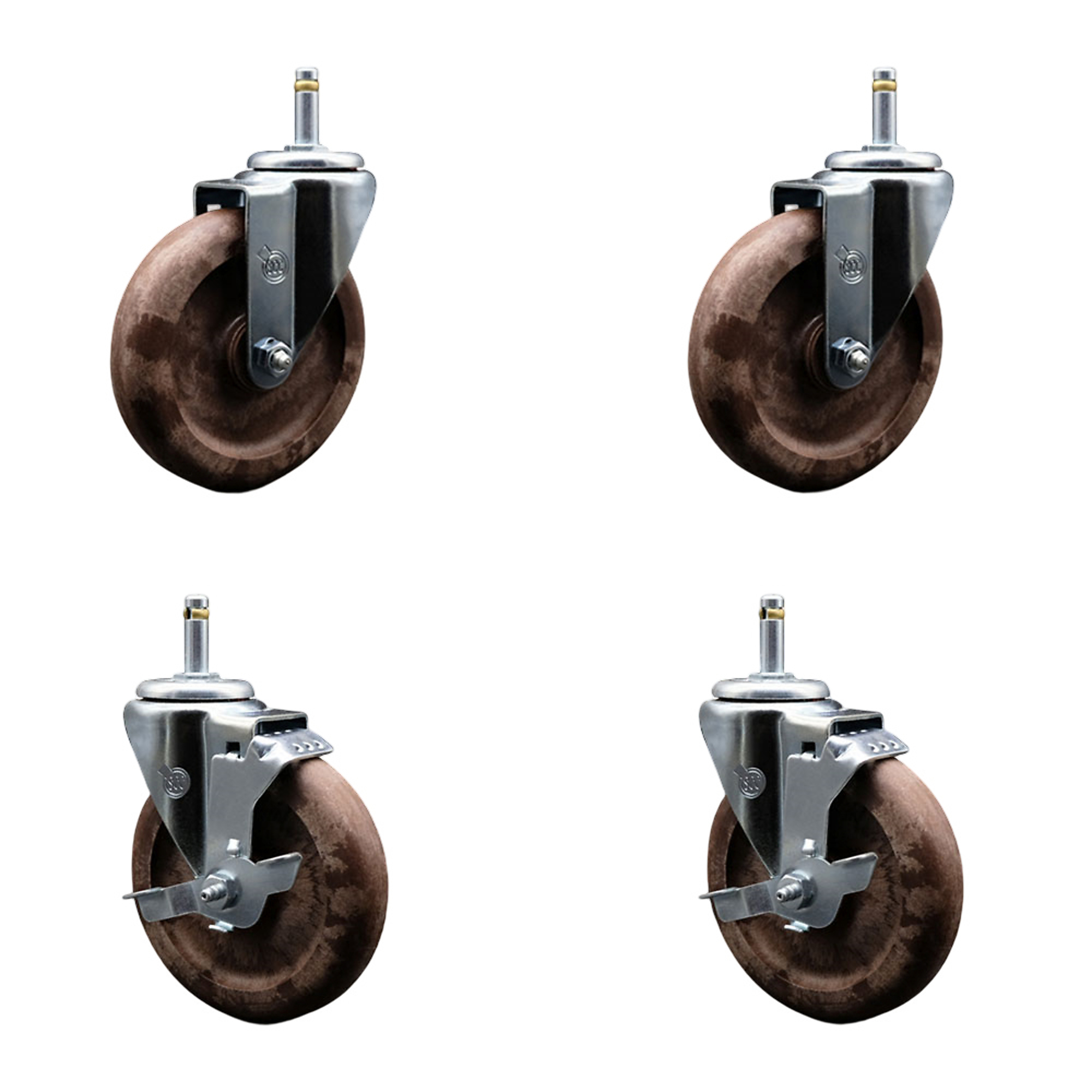 Service Caster, 5Inch x 1 1/4Inch Stem Casters, Wheel Diameter 5 in, Caster Type Swivel, Package (qty.) 4, Model SCC-GR20S514-GFNSHT-716138-2-TLB-2