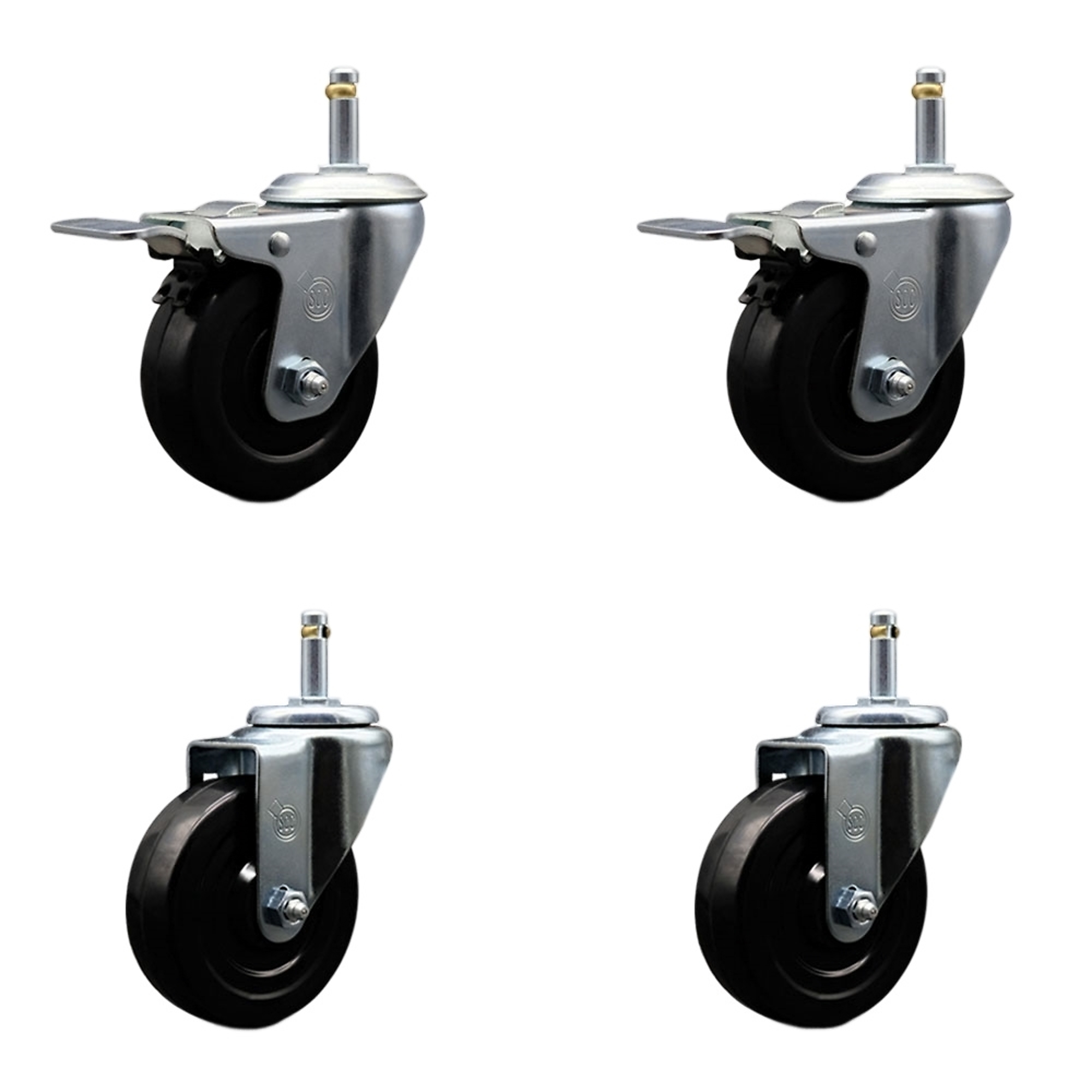 Service Caster, 4Inch x 1 1/4Inch Stem Casters, Wheel Diameter 4 in, Caster Type Swivel, Package (qty.) 4, Model SCC-GRTTL20S414-HRS-716138-2-S-2