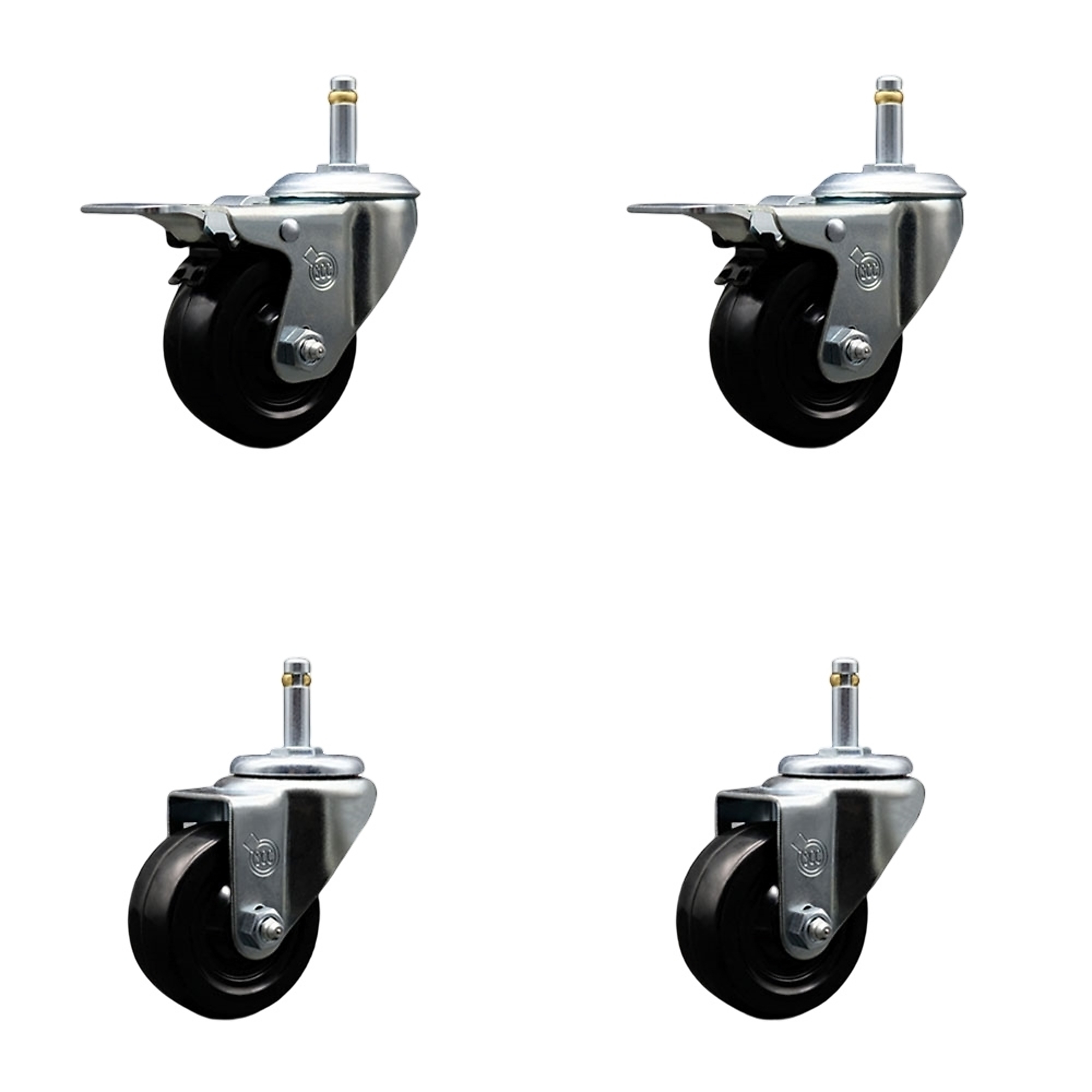 Service Caster, 3Inch x 1 1/4Inch Stem Casters, Wheel Diameter 3 in, Caster Type Swivel, Package (qty.) 4, Model SCC-GRTTL20S314-HRS-716138-2-S-2