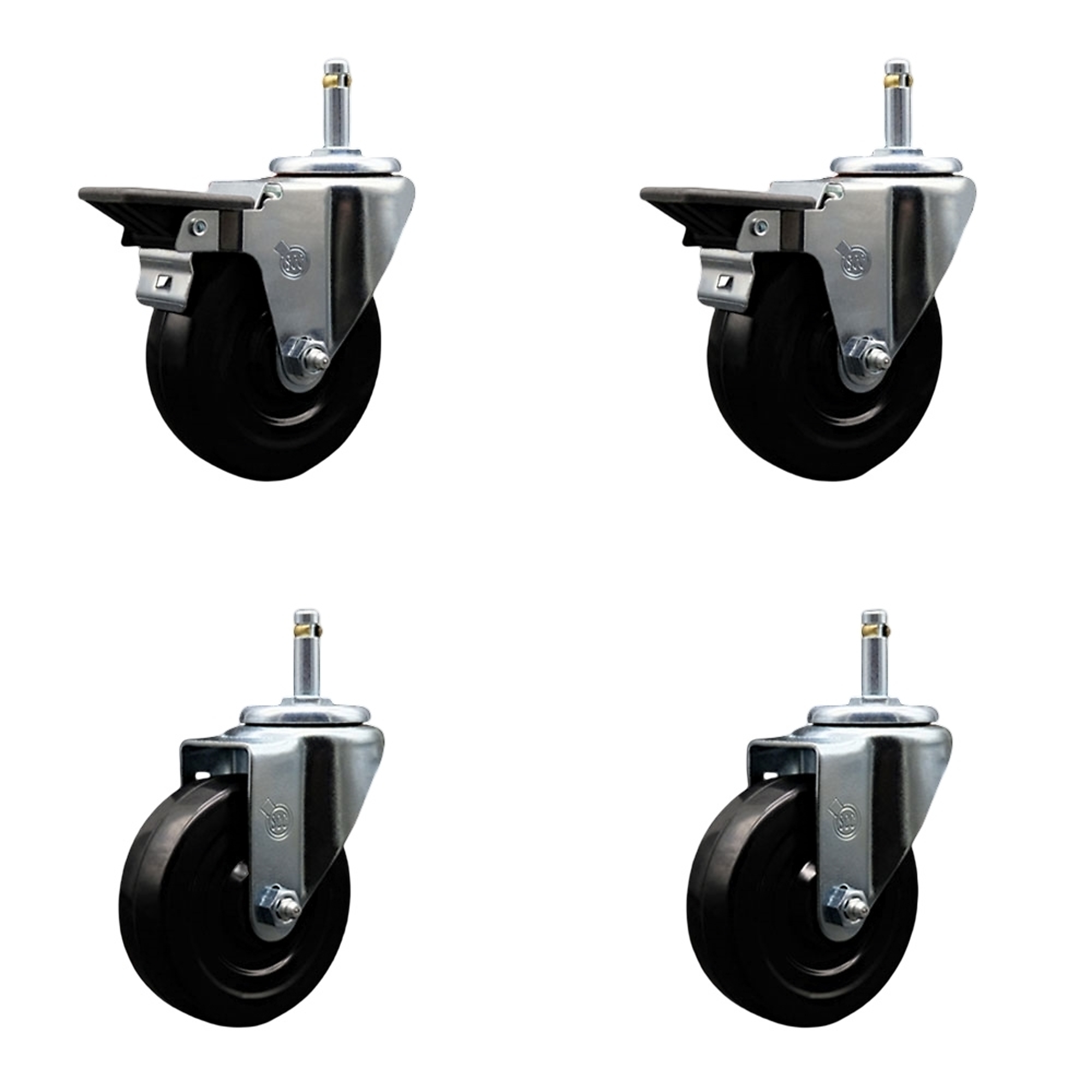 Service Caster, 4Inch x 1 1/4Inch Stem Casters, Wheel Diameter 4 in, Caster Type Swivel, Package (qty.) 4, Model SCC-GR20S414-HRS-PLB-716138-2-S-2