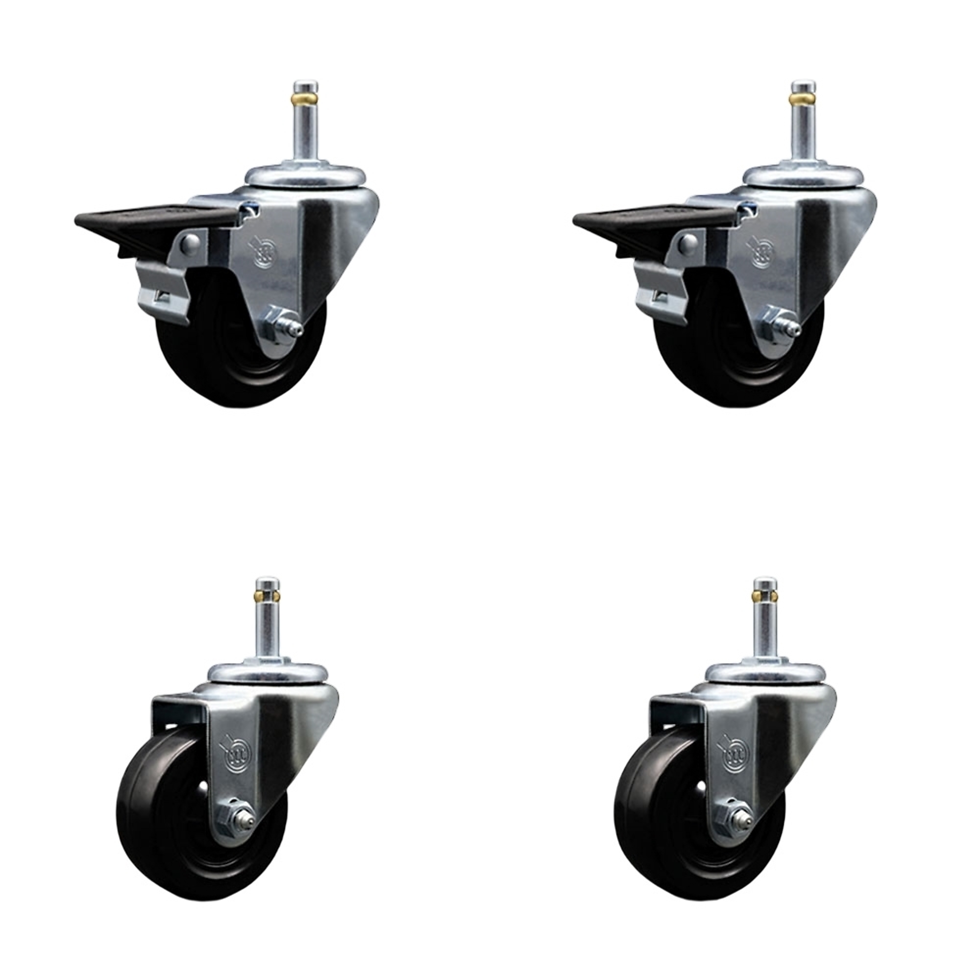 Service Caster, 3Inch x 1 1/4Inch Stem Casters, Wheel Diameter 3 in, Caster Type Swivel, Package (qty.) 4, Model SCC-GR20S314-HRS-PLB-716138-2-S-2