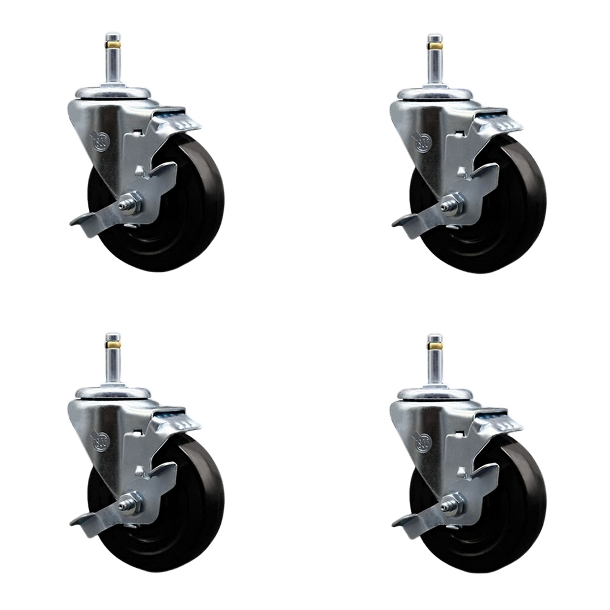 Service Caster, 4Inch x 1 1/4Inch Stem Casters, Wheel Diameter 4 in, Caster Type Swivel, Package (qty.) 4, Model SCC-GR20S414-HRS-TLB-716138-4