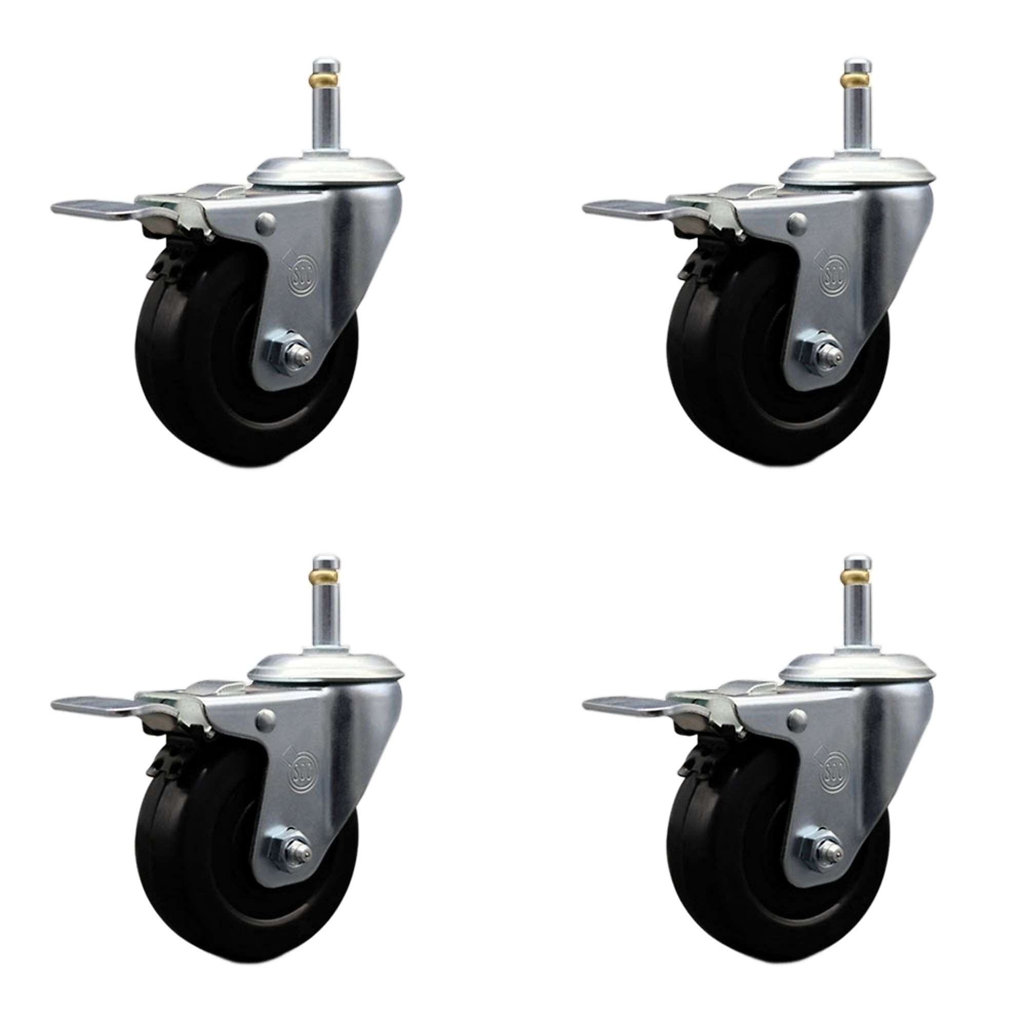 Service Caster, 4Inch x 1 1/4Inch Stem Casters, Wheel Diameter 4 in, Caster Type Swivel, Package (qty.) 4, Model SCC-GRTTL20S414-HRS-716138-4