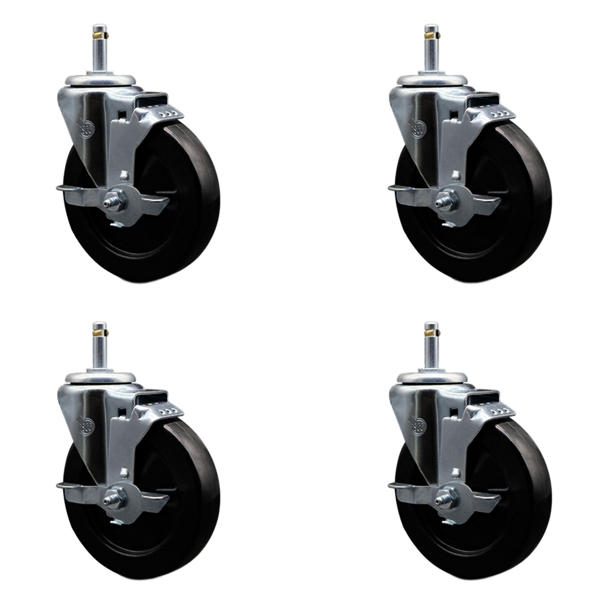 Service Caster, 5Inch x 1 1/4Inch Stem Casters, Wheel Diameter 5 in, Caster Type Swivel, Package (qty.) 4, Model SCC-GR20S514-HRS-TLB-716138-4