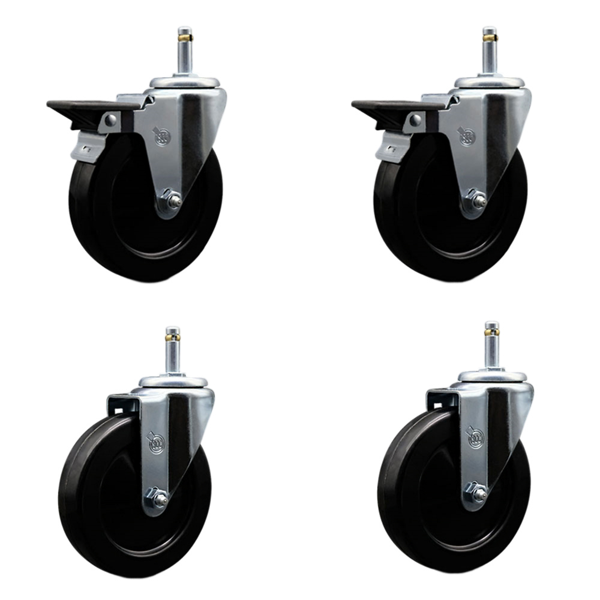 Service Caster, 5Inch x 1 1/4Inch Stem Casters, Wheel Diameter 5 in, Caster Type Swivel, Package (qty.) 4, Model SCC-GR20S514-HRS-PLB-716138-2-S-2