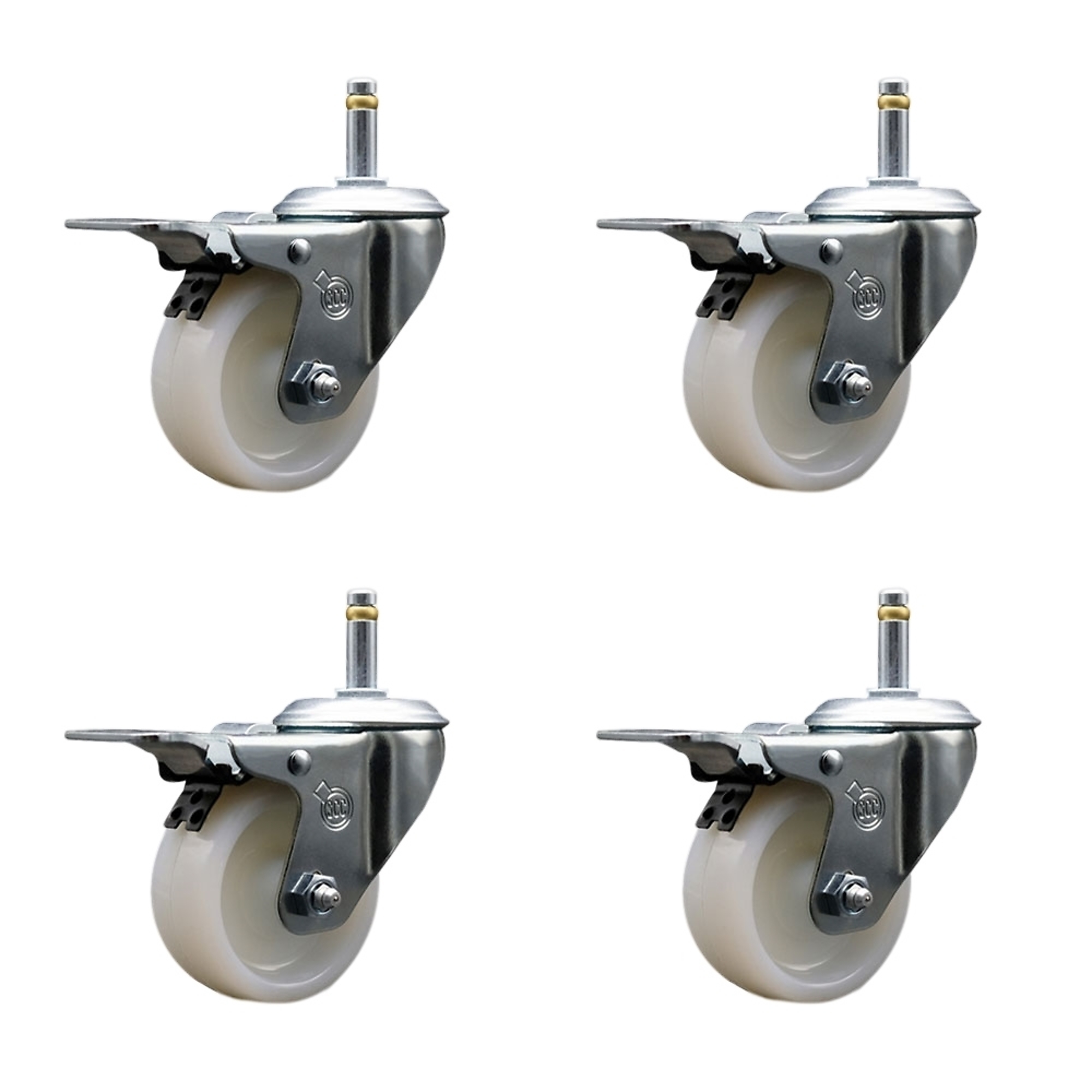 Service Caster, 4Inch x 1 1/4Inch Stem Casters, Wheel Diameter 4 in, Caster Type Swivel, Package (qty.) 4, Model SCC-GRTTL20S414-NYS-716138-4