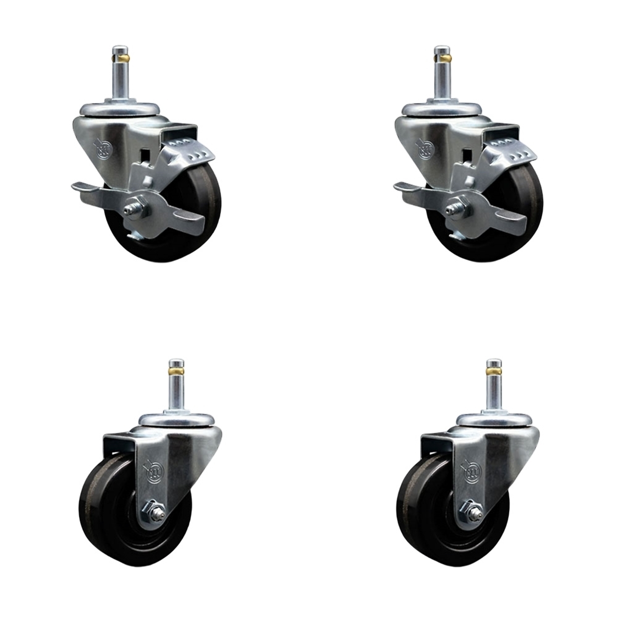 Service Caster, 3Inch x 1 1/4Inch Stem Casters, Wheel Diameter 3 in, Caster Type Swivel, Package (qty.) 4, Model SCC-GR20S314-PHR-TLB-716138-2-S-2