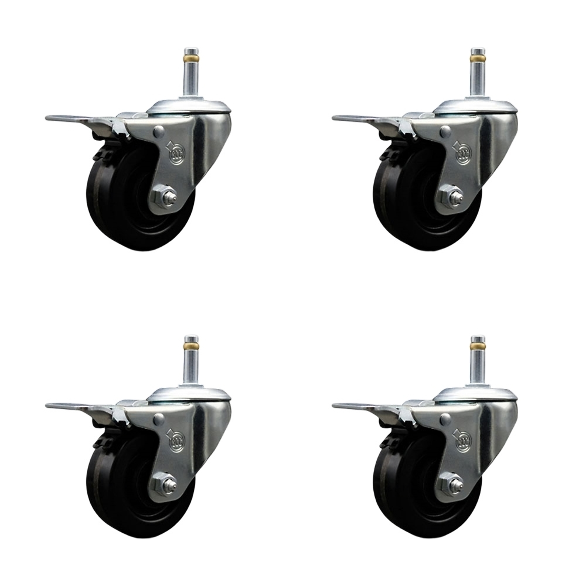 Service Caster, 3 1/2Inch x 1 1/4Inch Stem Casters, Wheel Diameter 3.5 in, Caster Type Swivel, Package (qty.) 4, Model SCC-GRTTL20S3514-PHR-716138-4