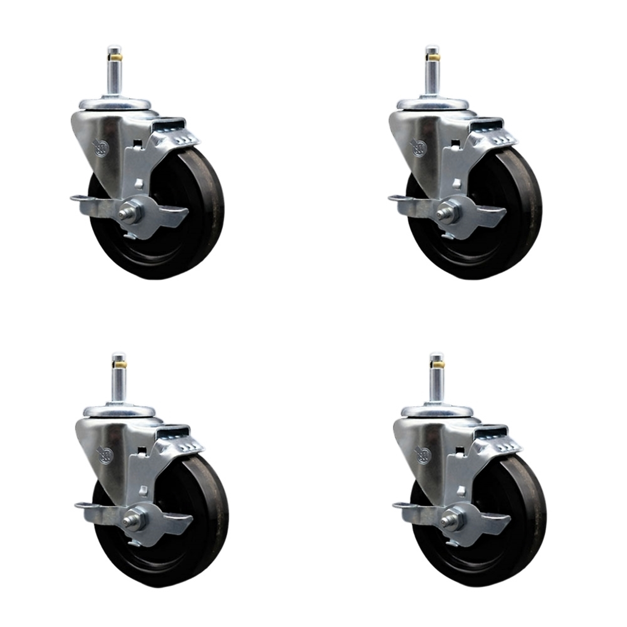 Service Caster, 4Inch x 1 1/4Inch Stem Casters, Wheel Diameter 4 in, Caster Type Swivel, Package (qty.) 4, Model SCC-GR20S414-PHR-TLB-716138-4